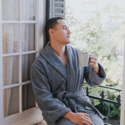 Grey bathrobe