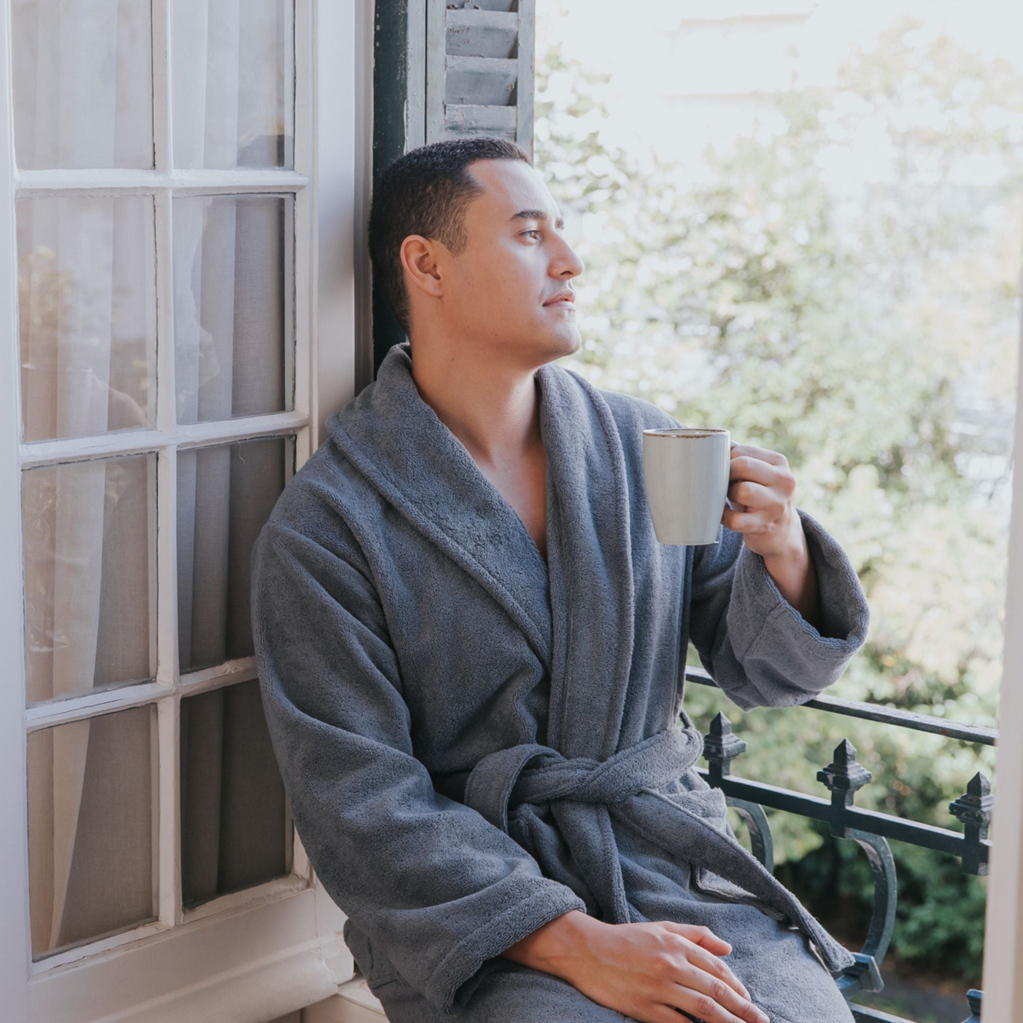 Grey bathrobe