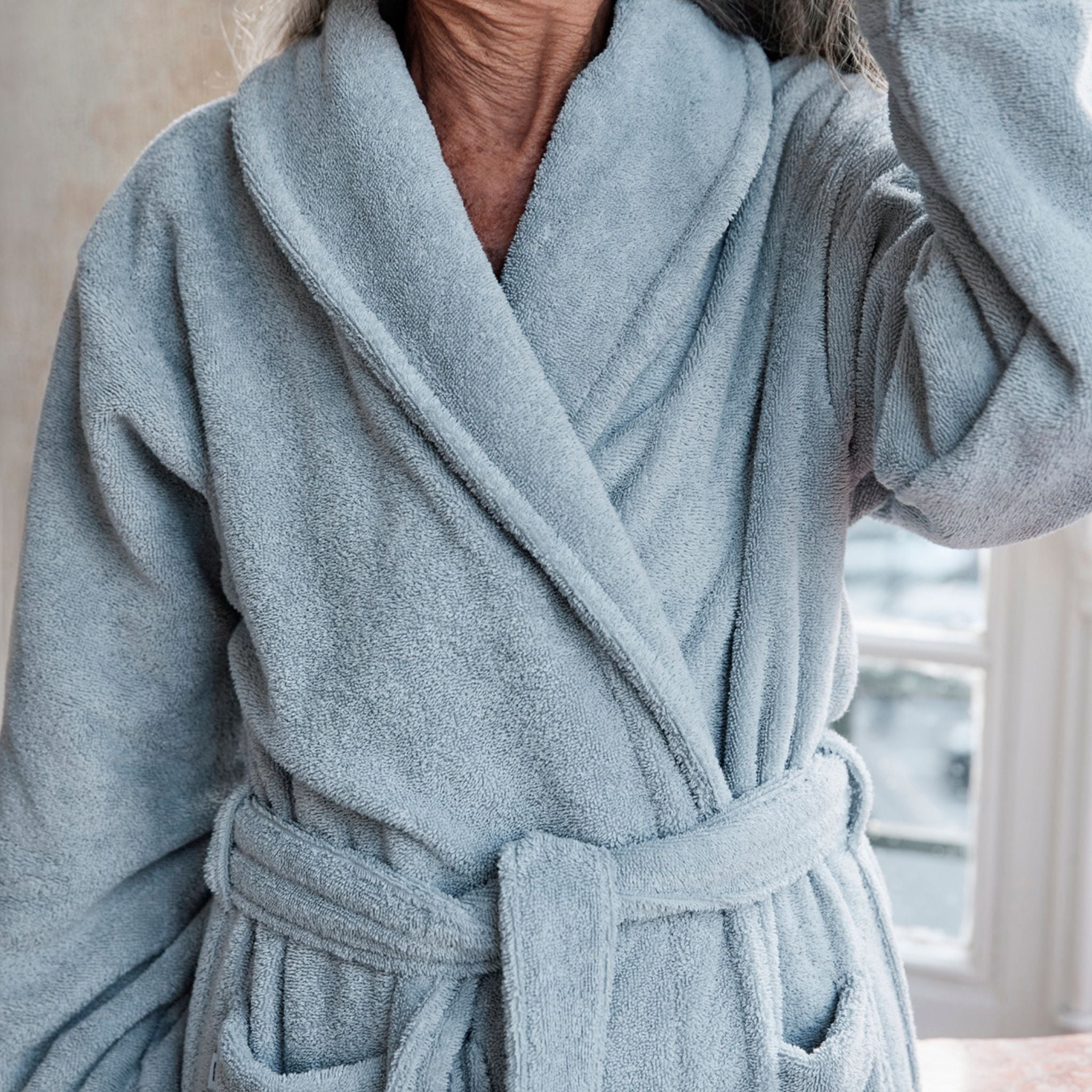 Silver grey bathrobe