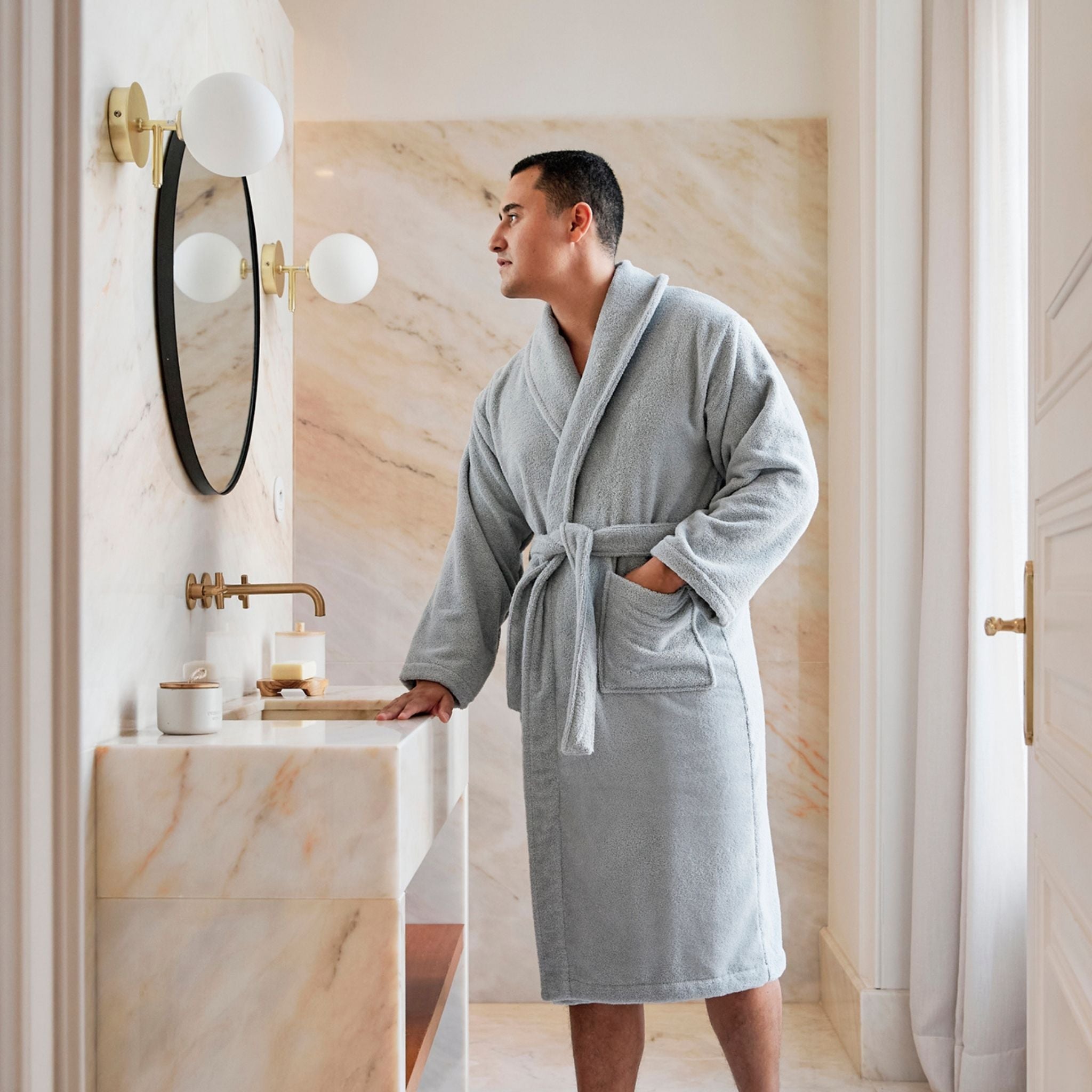 Silver grey bathrobe