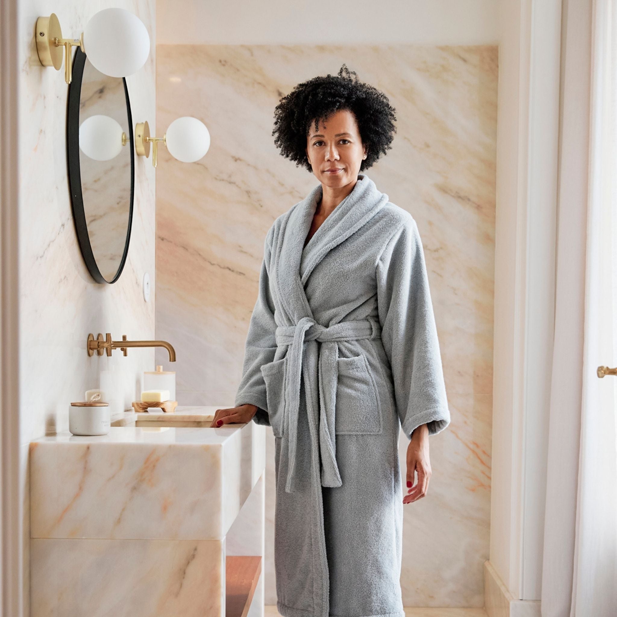 Silver grey bathrobe
