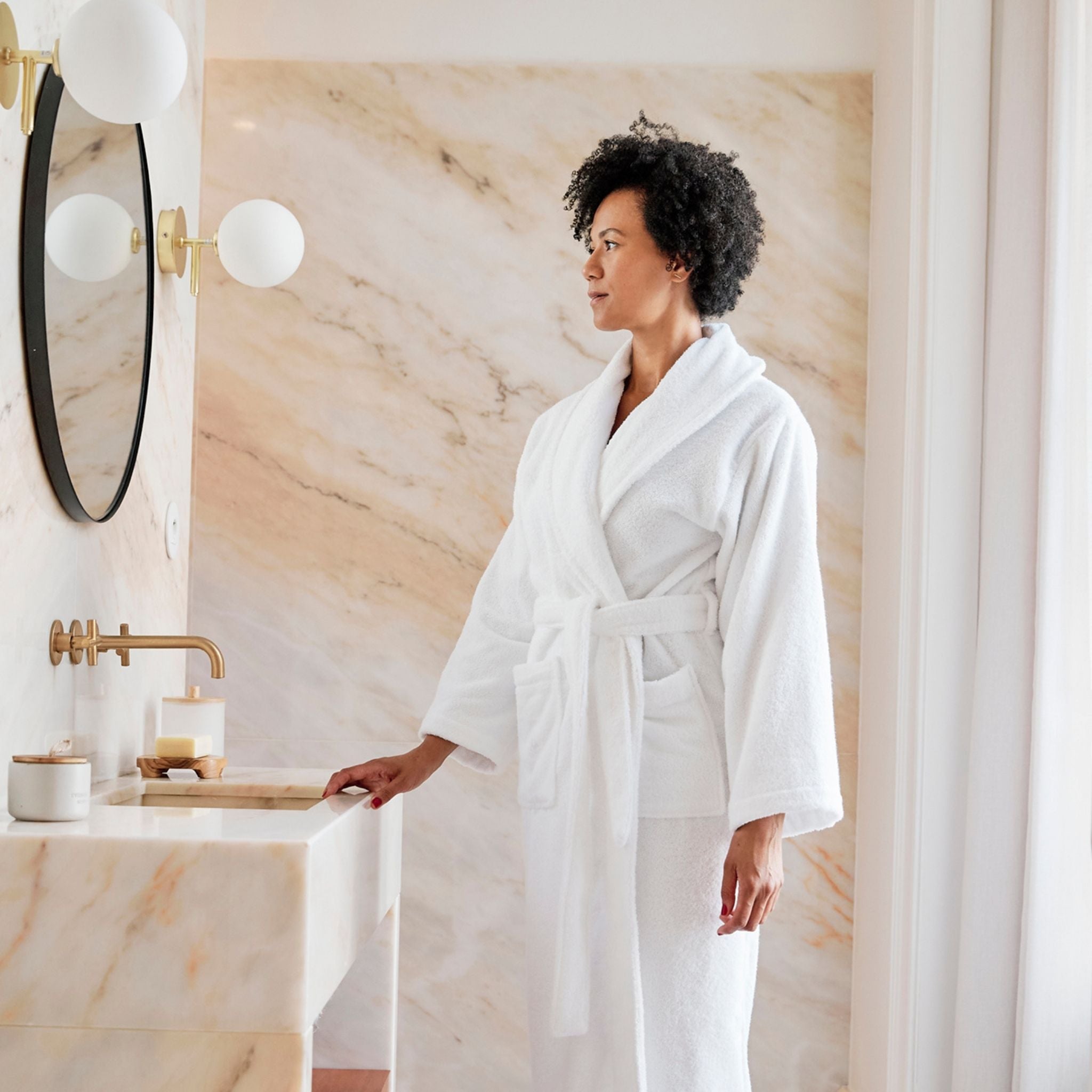 White bathrobe