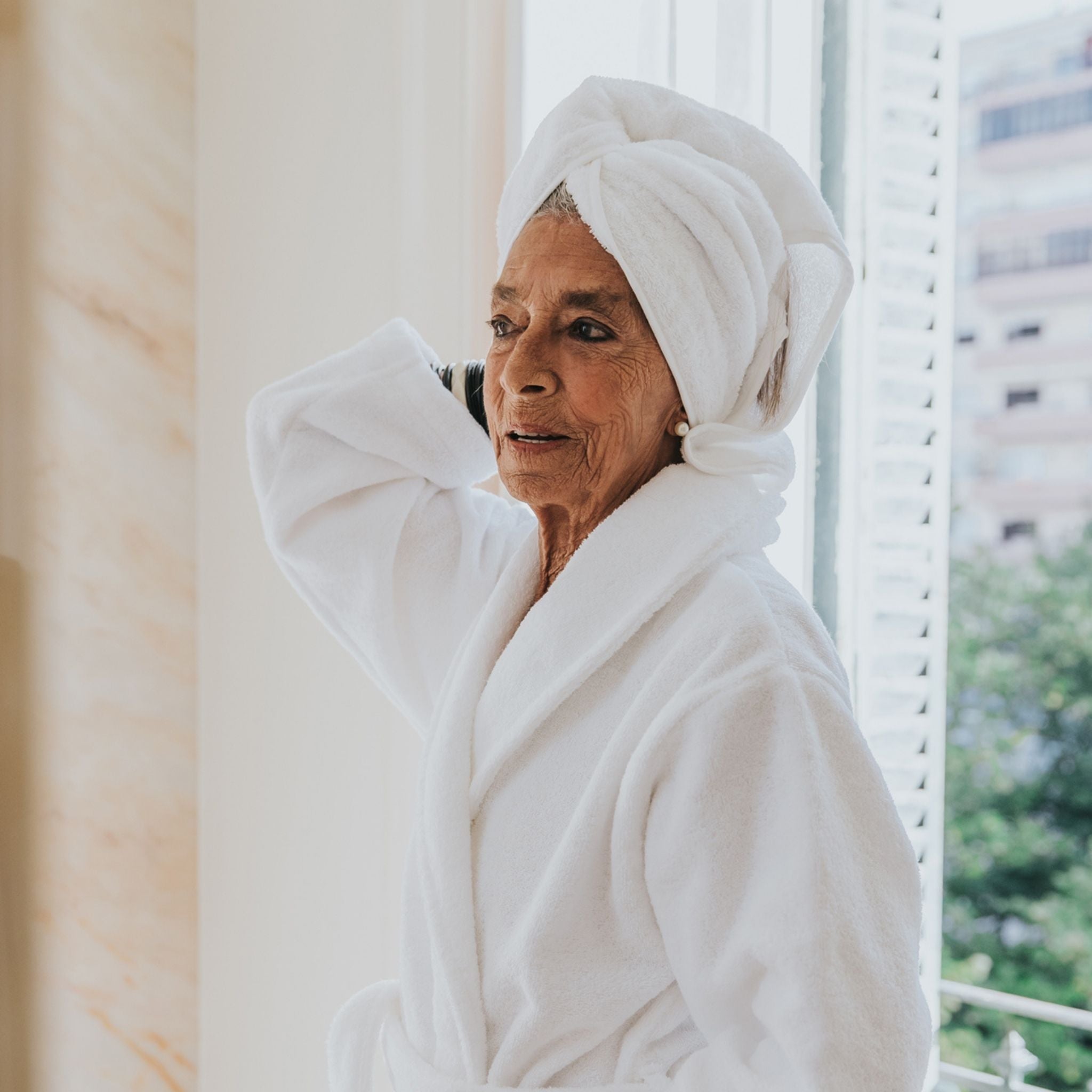 White bathrobe
