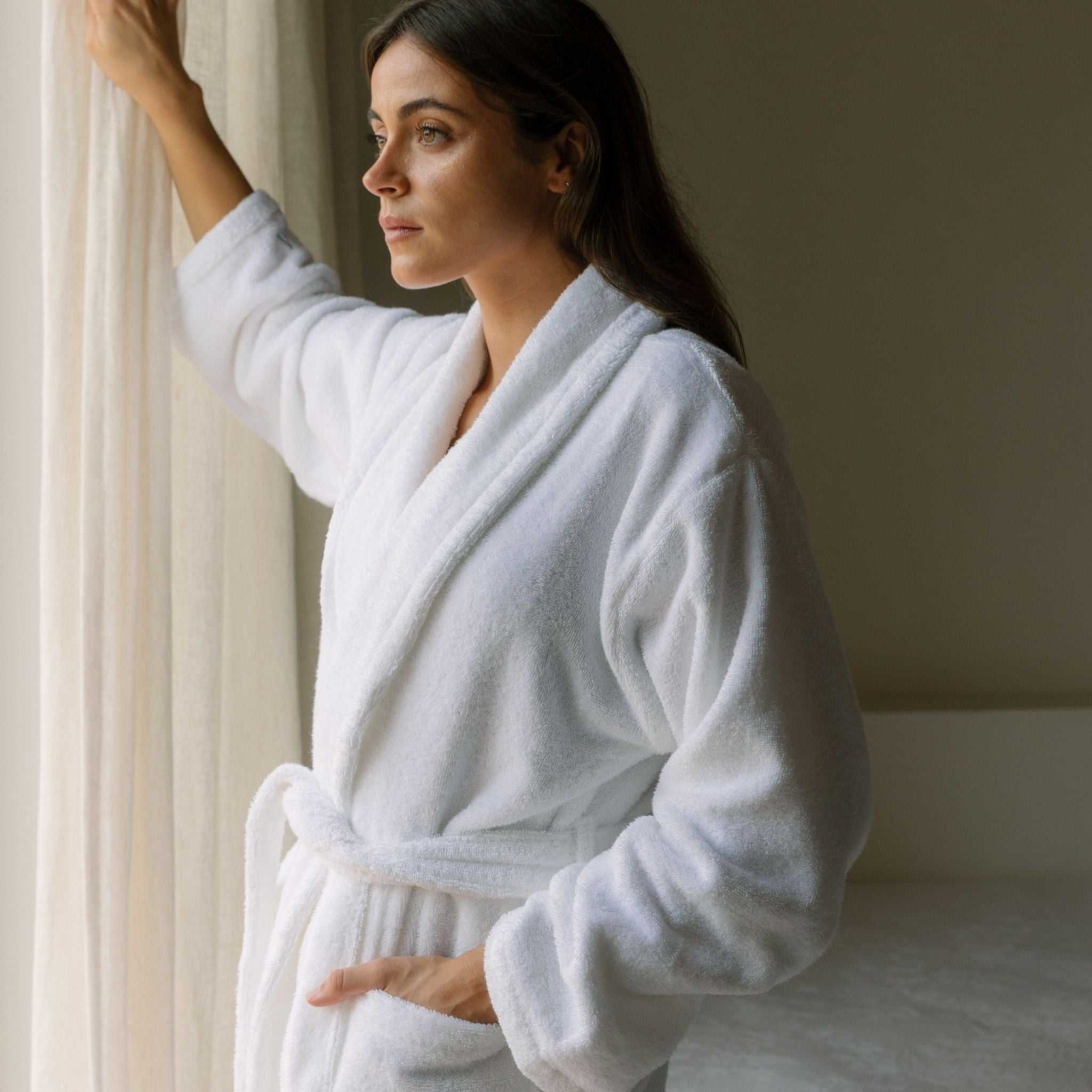 White bathrobe
