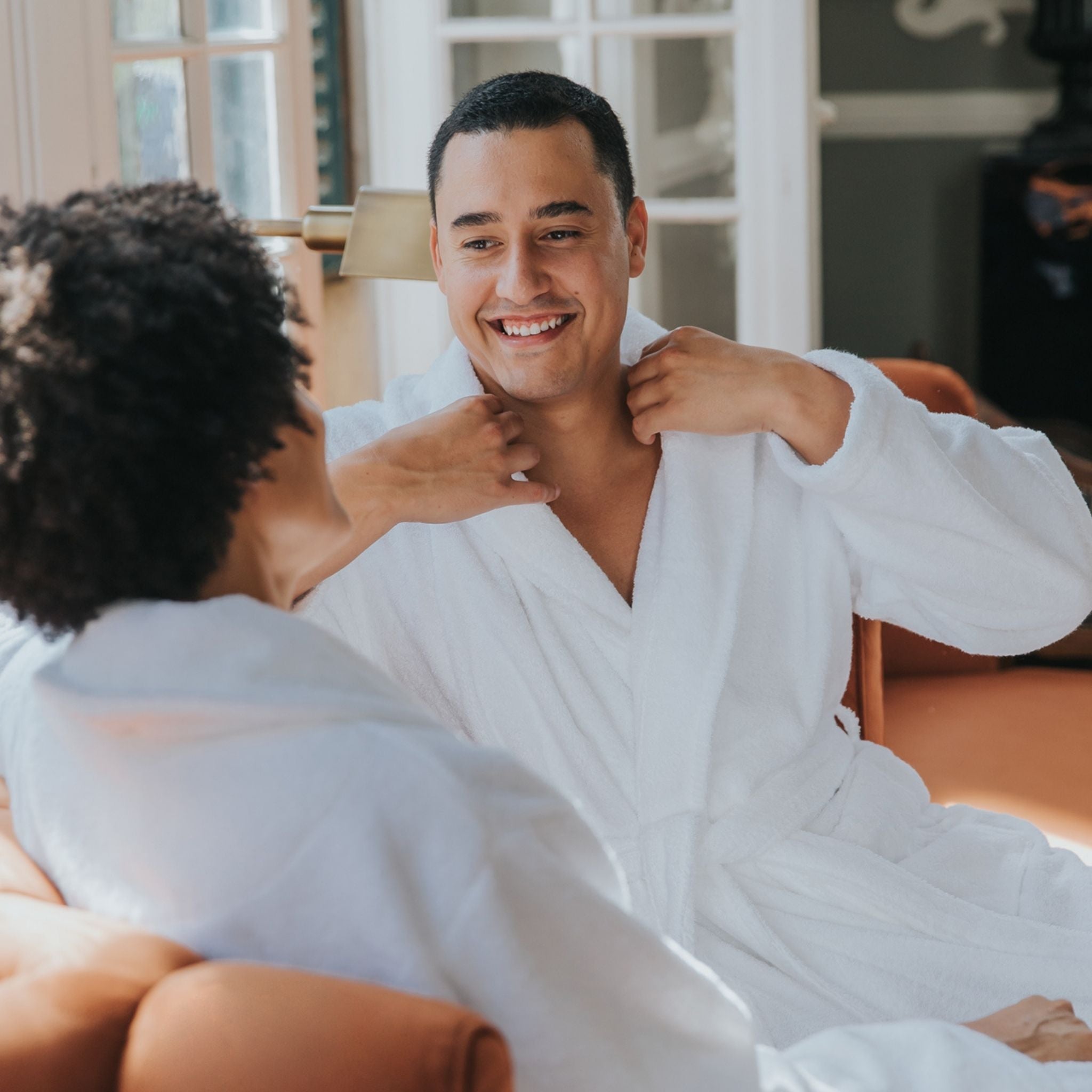 White bathrobe