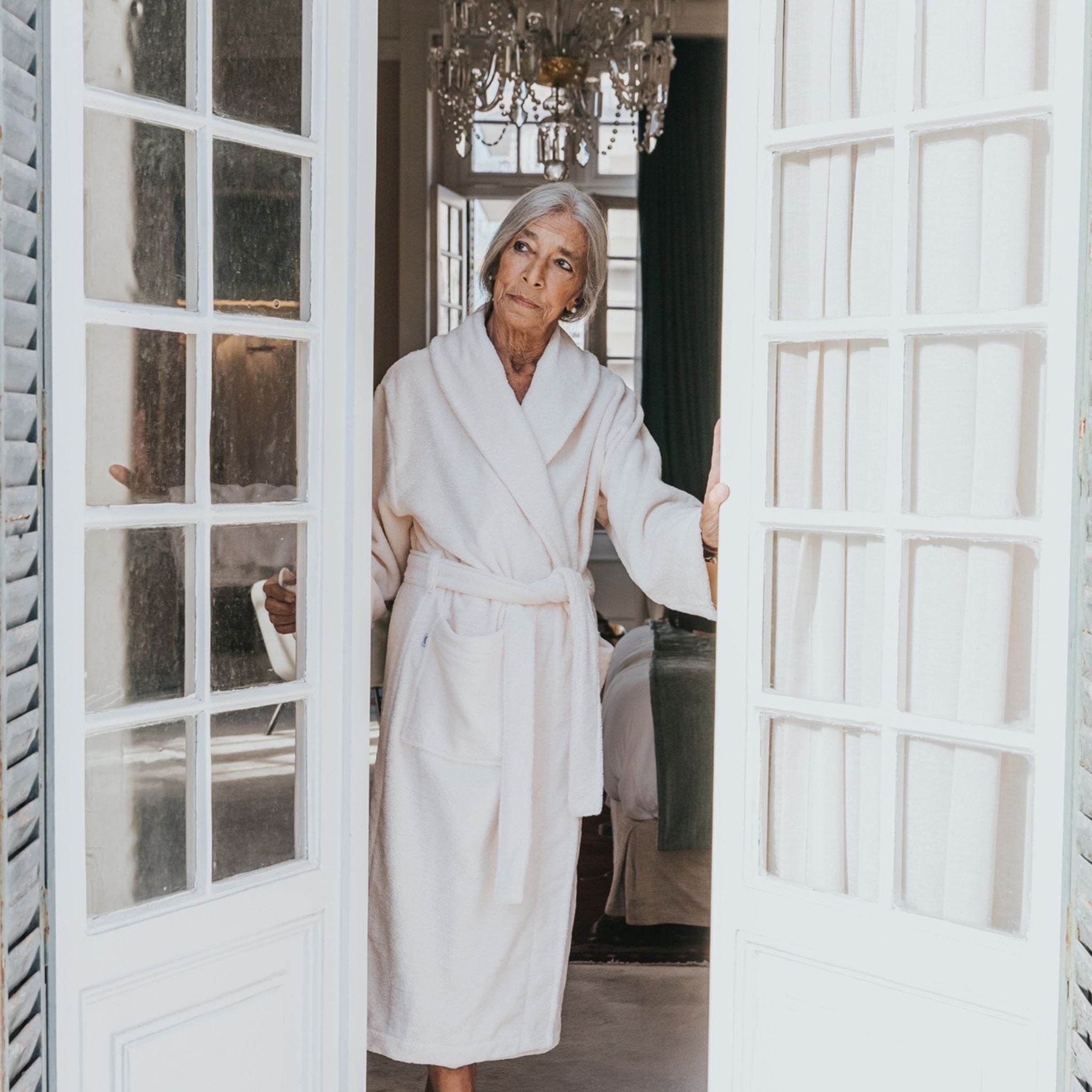 White bathrobe
