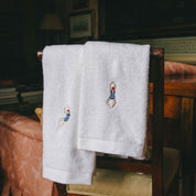 Luxus guest towel with retro swimmers and skiers embroidery (pack of 2)