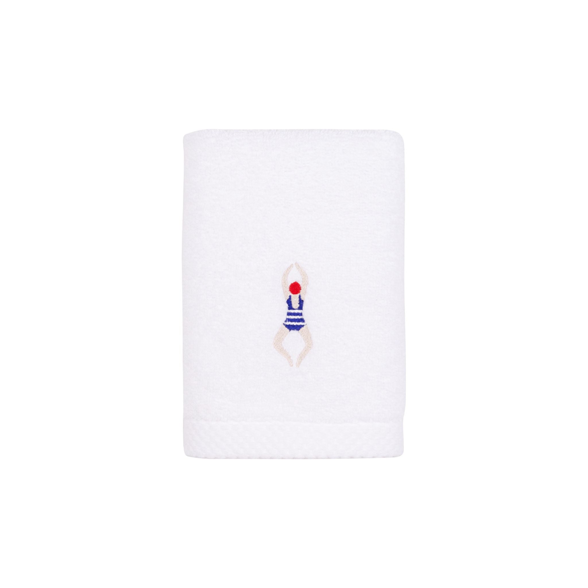 Luxus guest towel with retro swimmers and skiers embroidery (pack of 2)