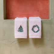 Face towel with christmas tree and wreath embroidery - Torres Novas