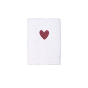 Luxus face towel with embroidered heart