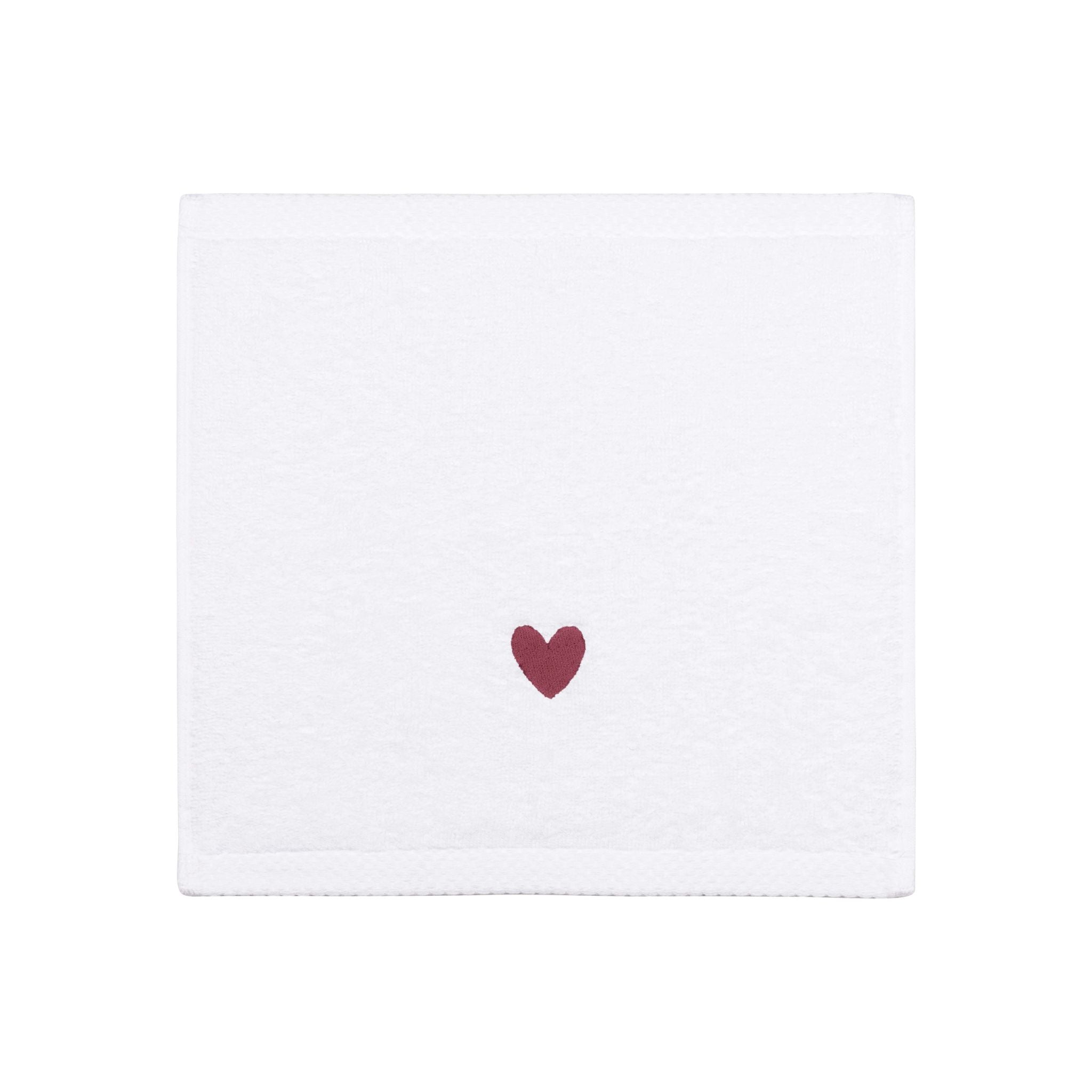 Luxus face towel with embroidered heart