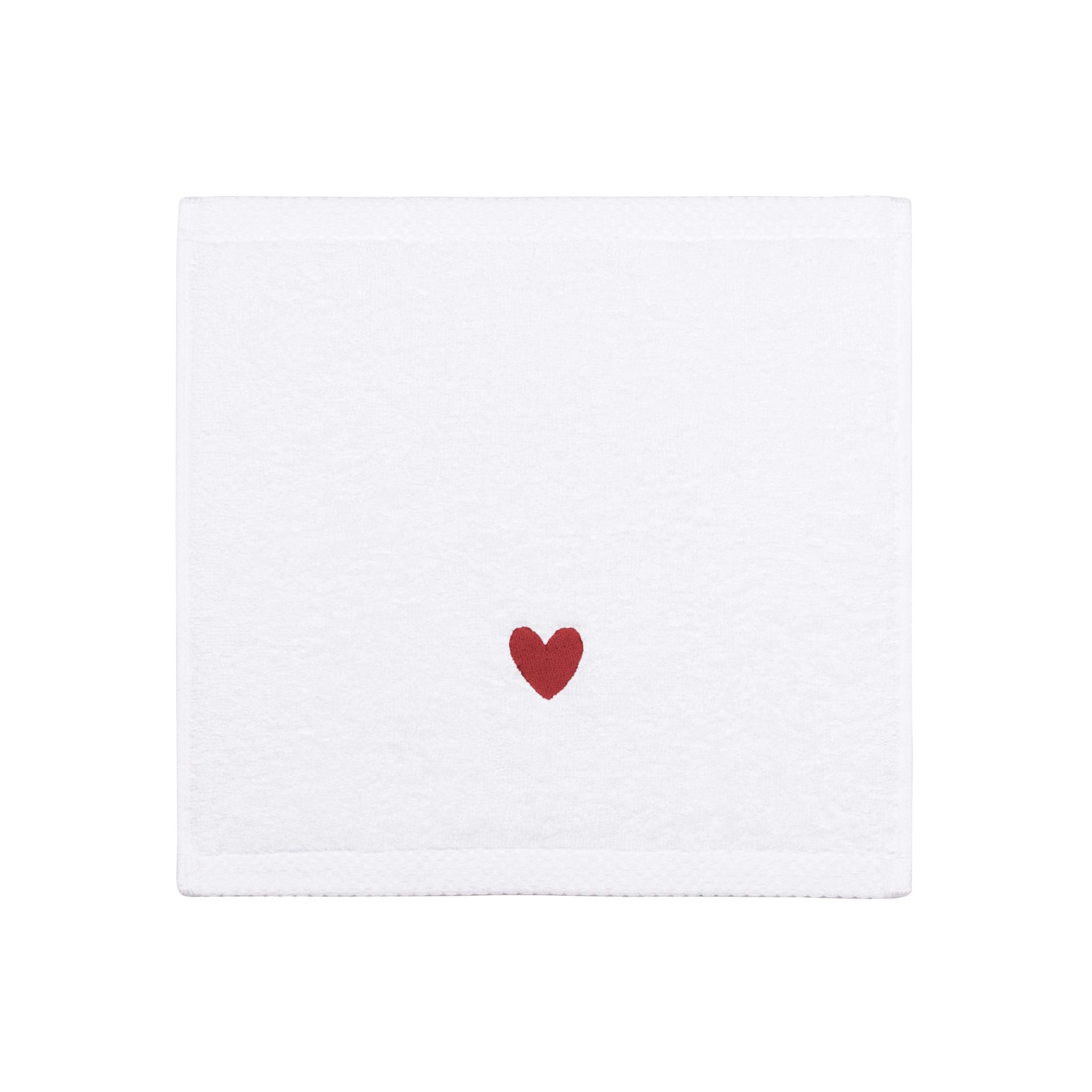 Luxus face towel with embroidered heart