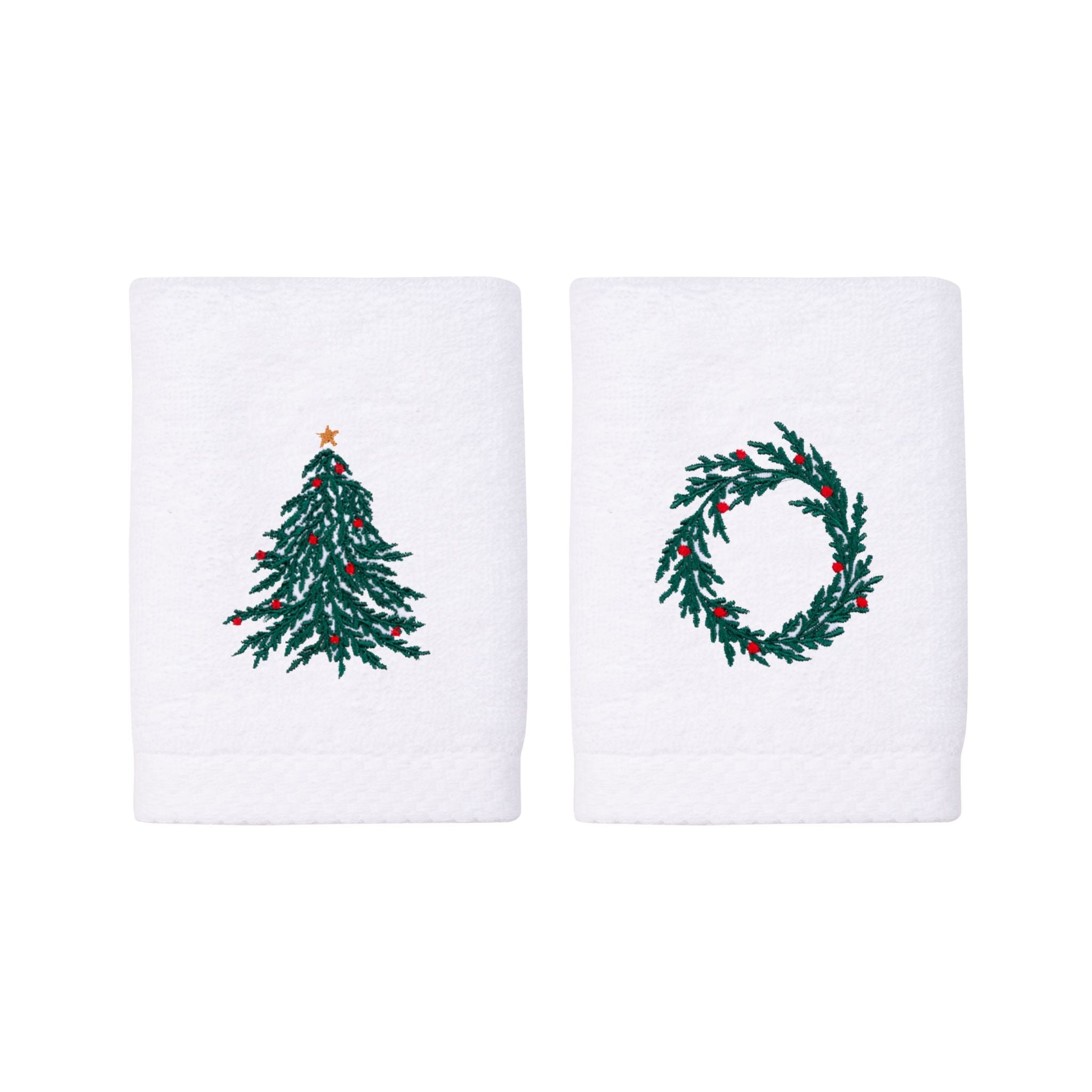 Face towel with christmas tree and wreath embroidery - Torres Novas