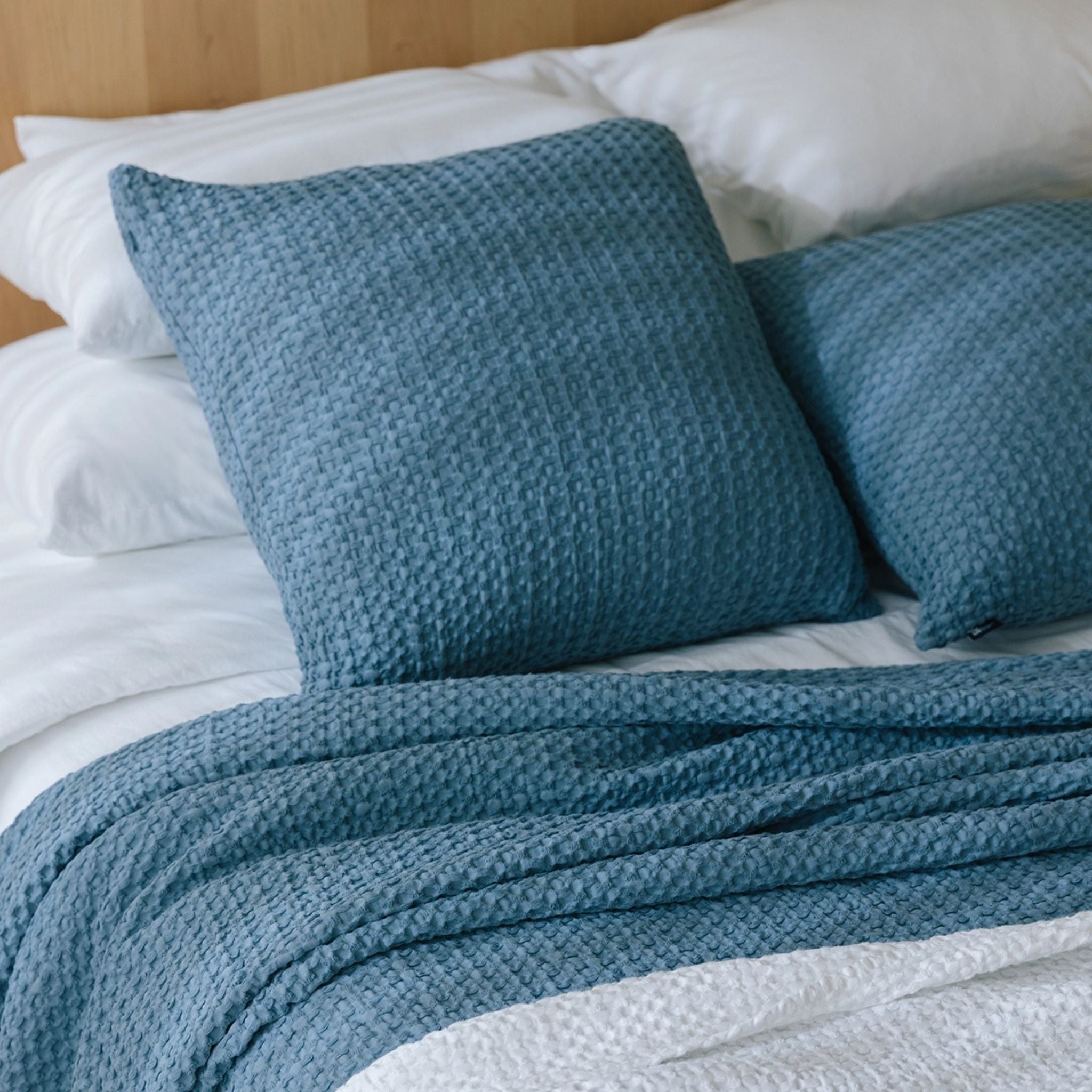 Blue Santa Luzia Waffle Bedspreads