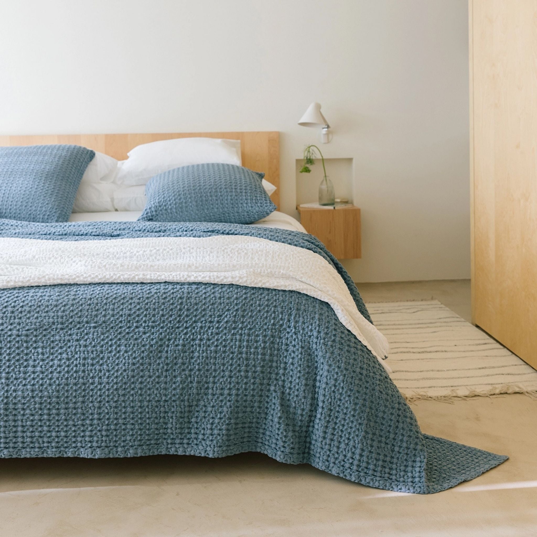 Blue Santa Luzia Waffle Bedspreads