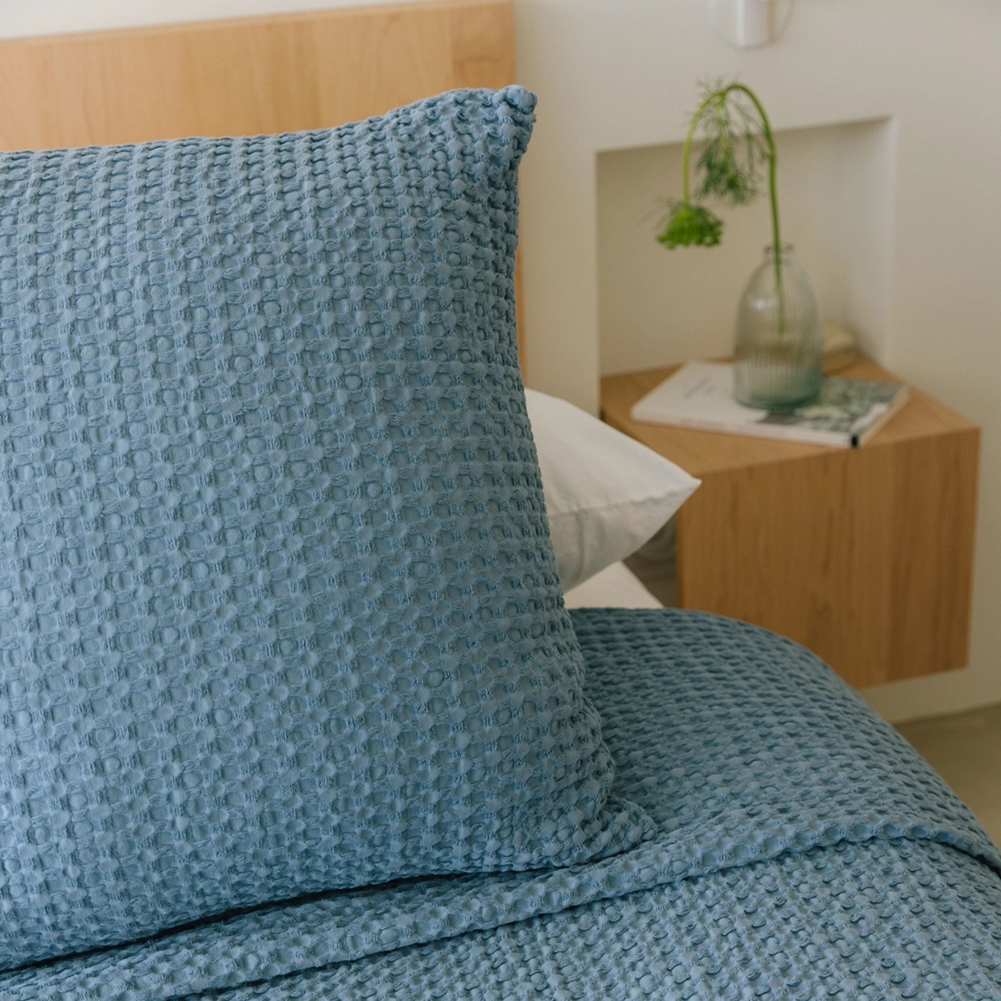 Blue Santa Luzia Waffle Bedspreads