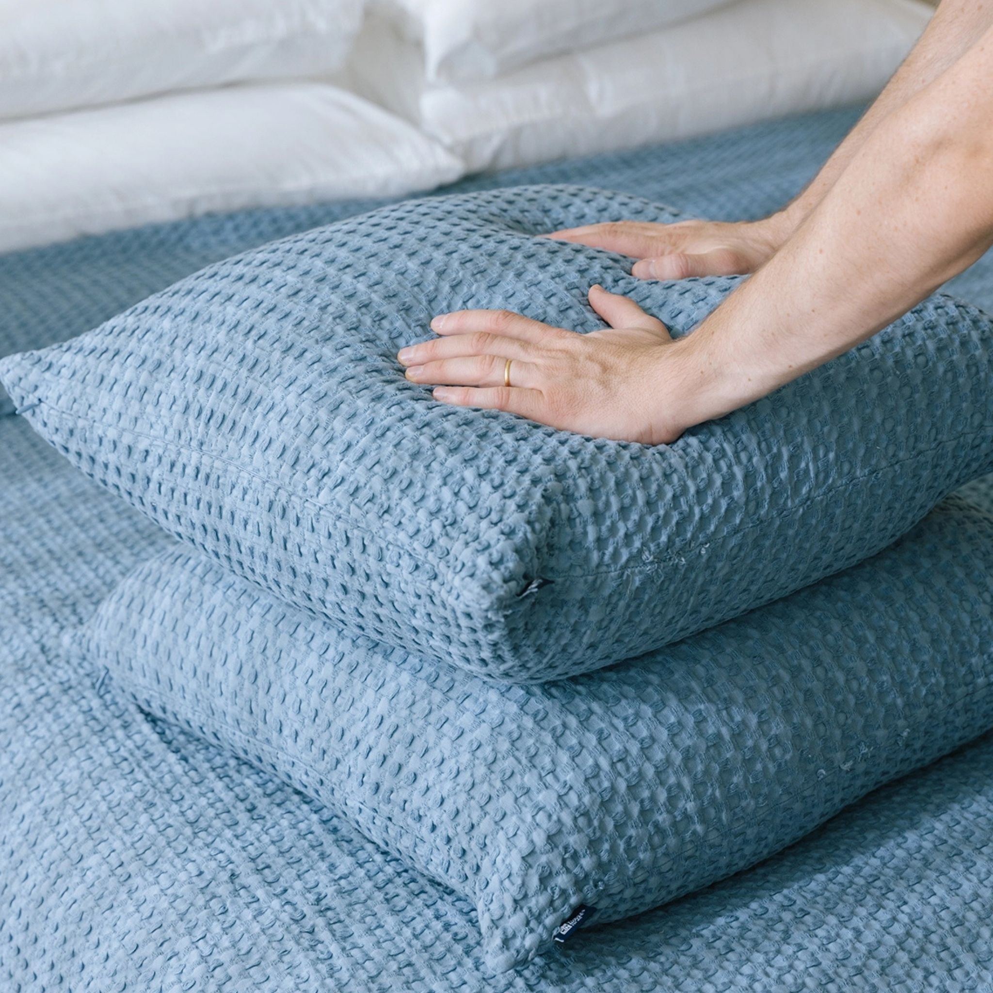 Blue Santa Luzia Waffle Bedspreads