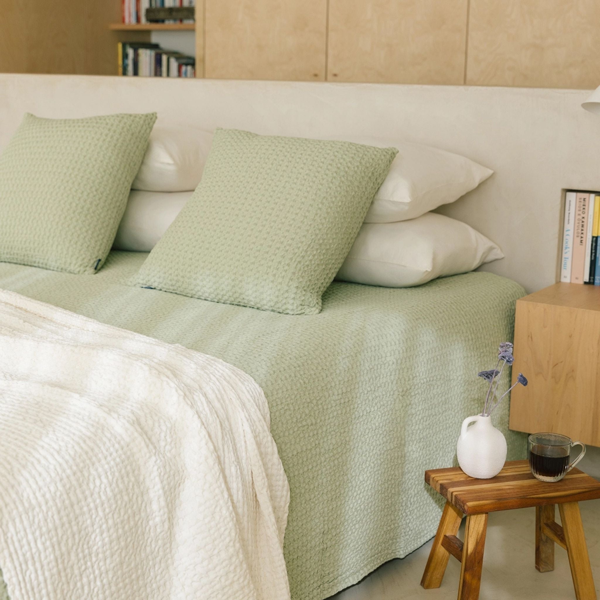 Khaki green Santa Luzia Waffle Bedspreads