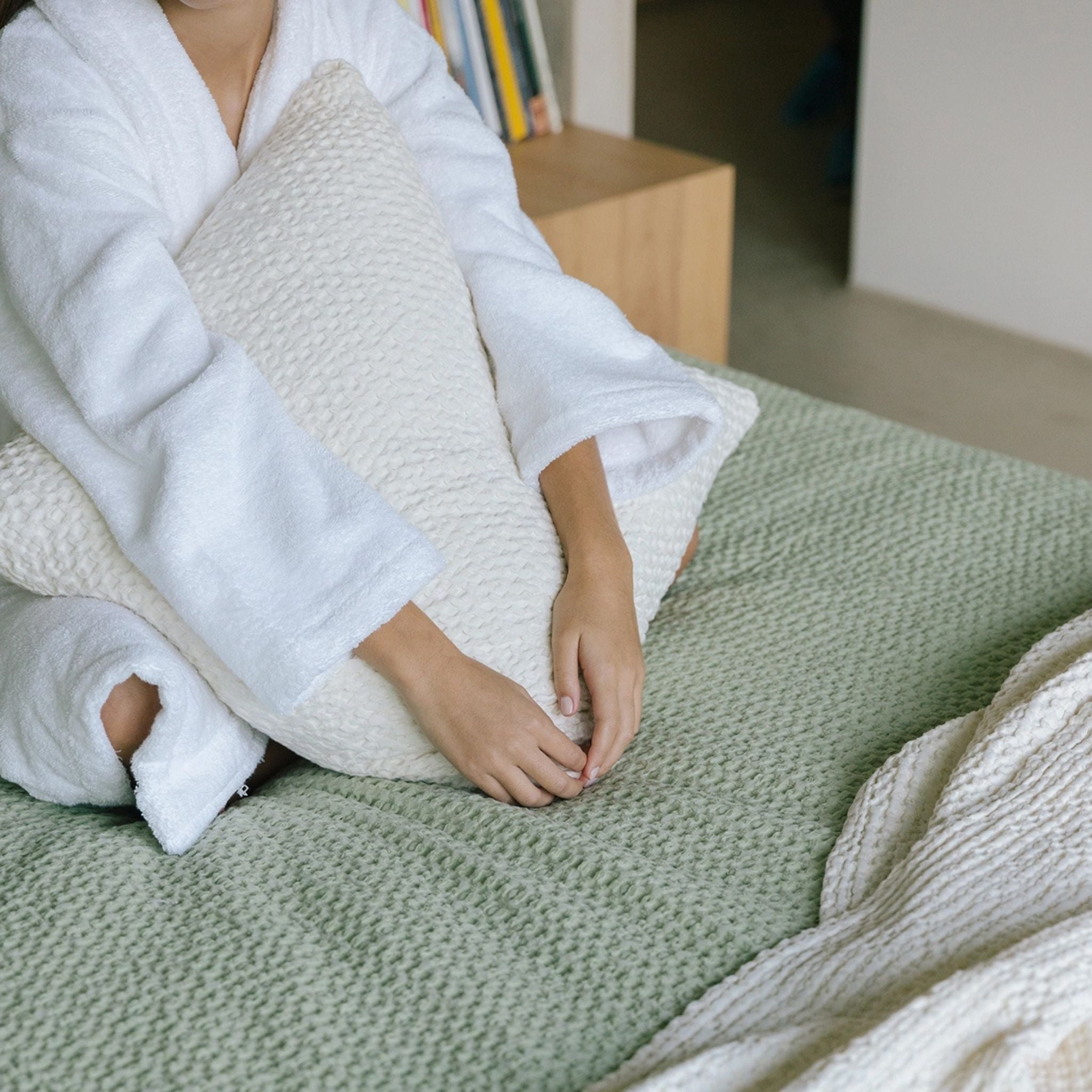 Khaki green Santa Luzia Waffle Bedspreads