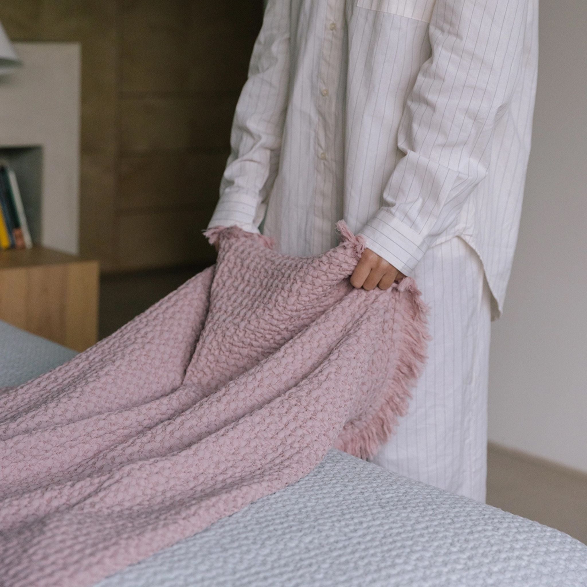 Old pink Santa Luzia Waffle Bedspreads