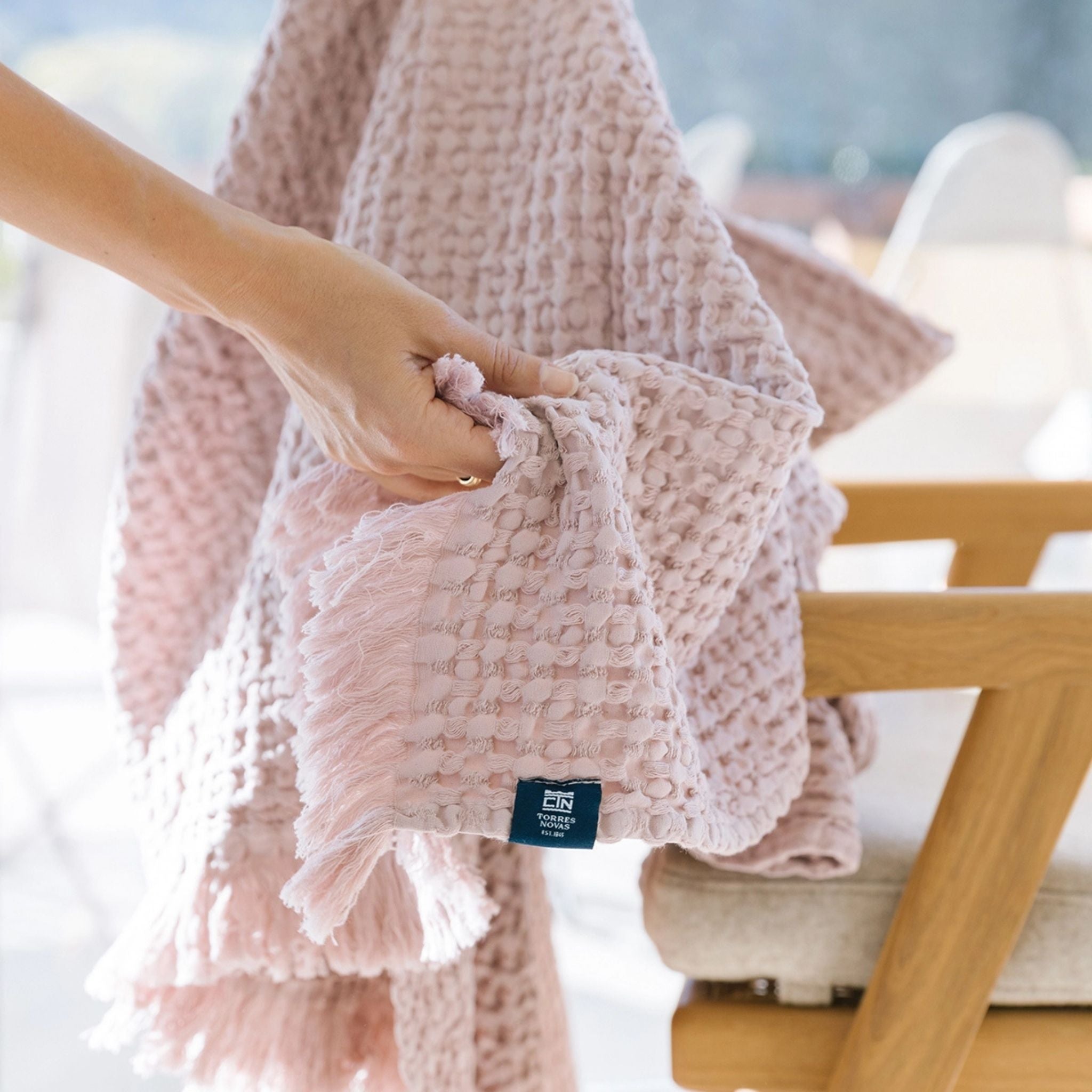 Old pink Santa Luzia Waffle Bedspreads