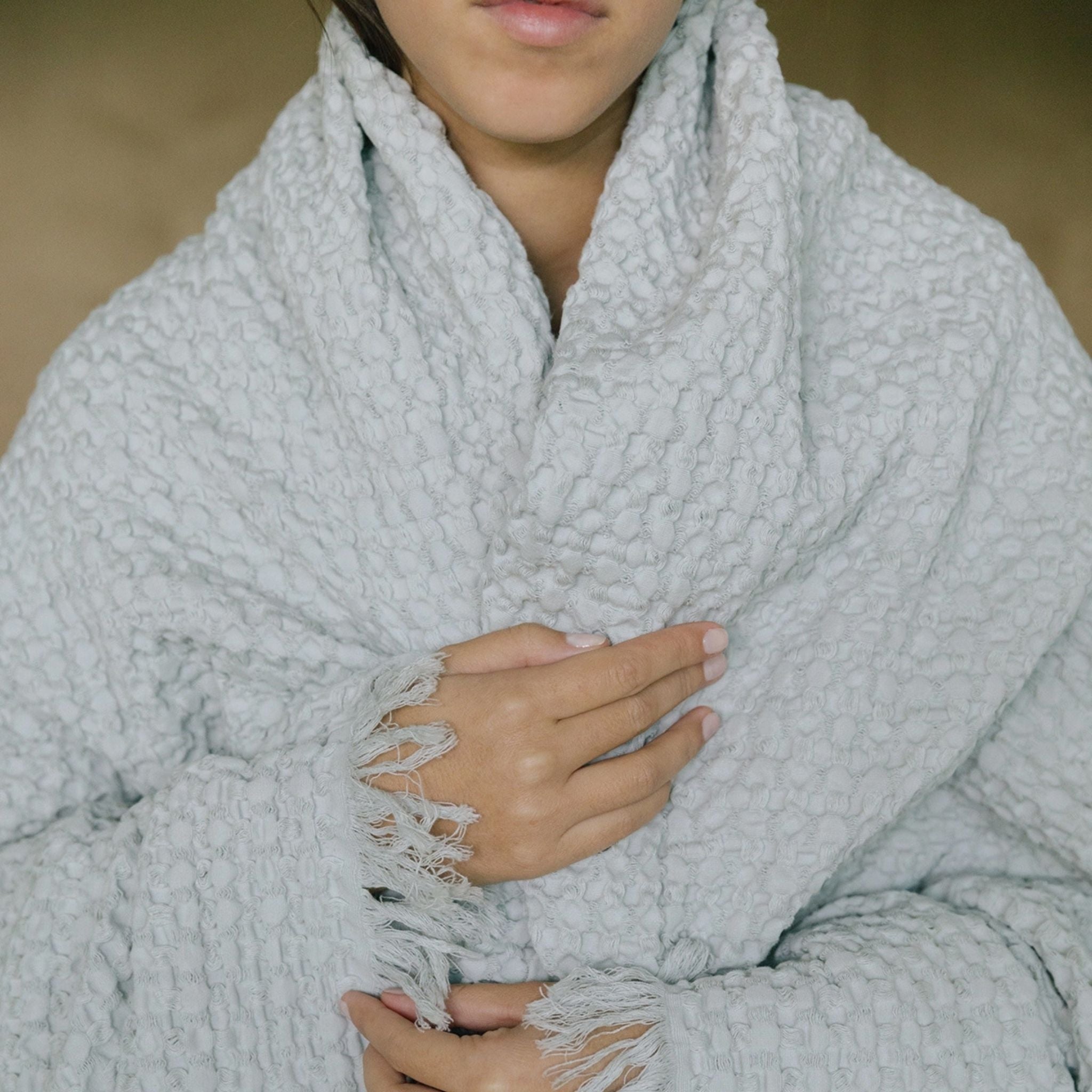 Silver grey Santa Luzia Waffle Bedspreads