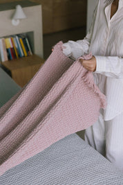 Old pink Santa Luzia Waffle Bedspreads