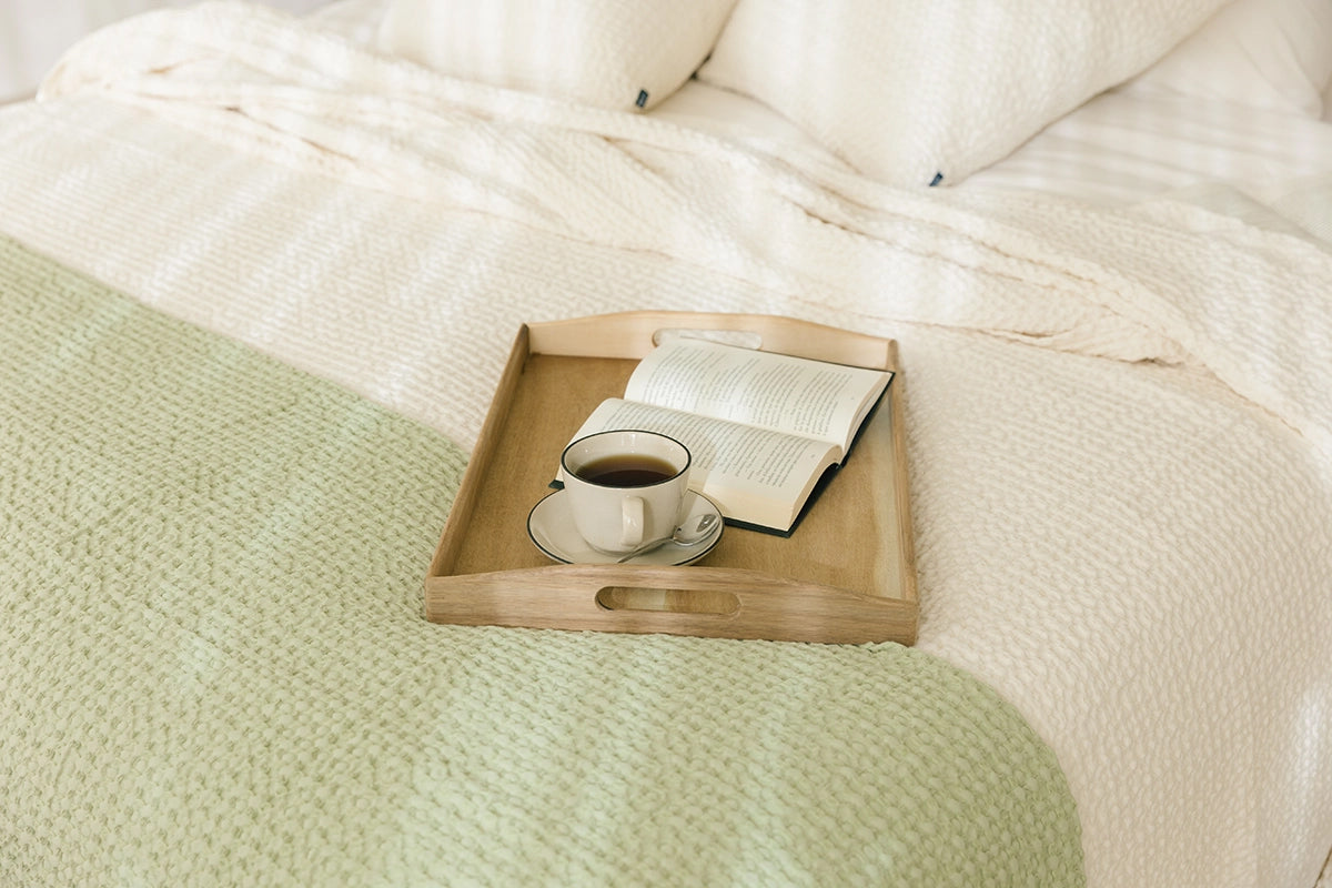 Khaki green Santa Luzia Waffle Bedspreads
