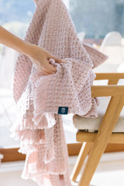 Old pink Santa Luzia Waffle Bedspreads