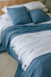 Blue Santa Luzia Waffle Bedspreads