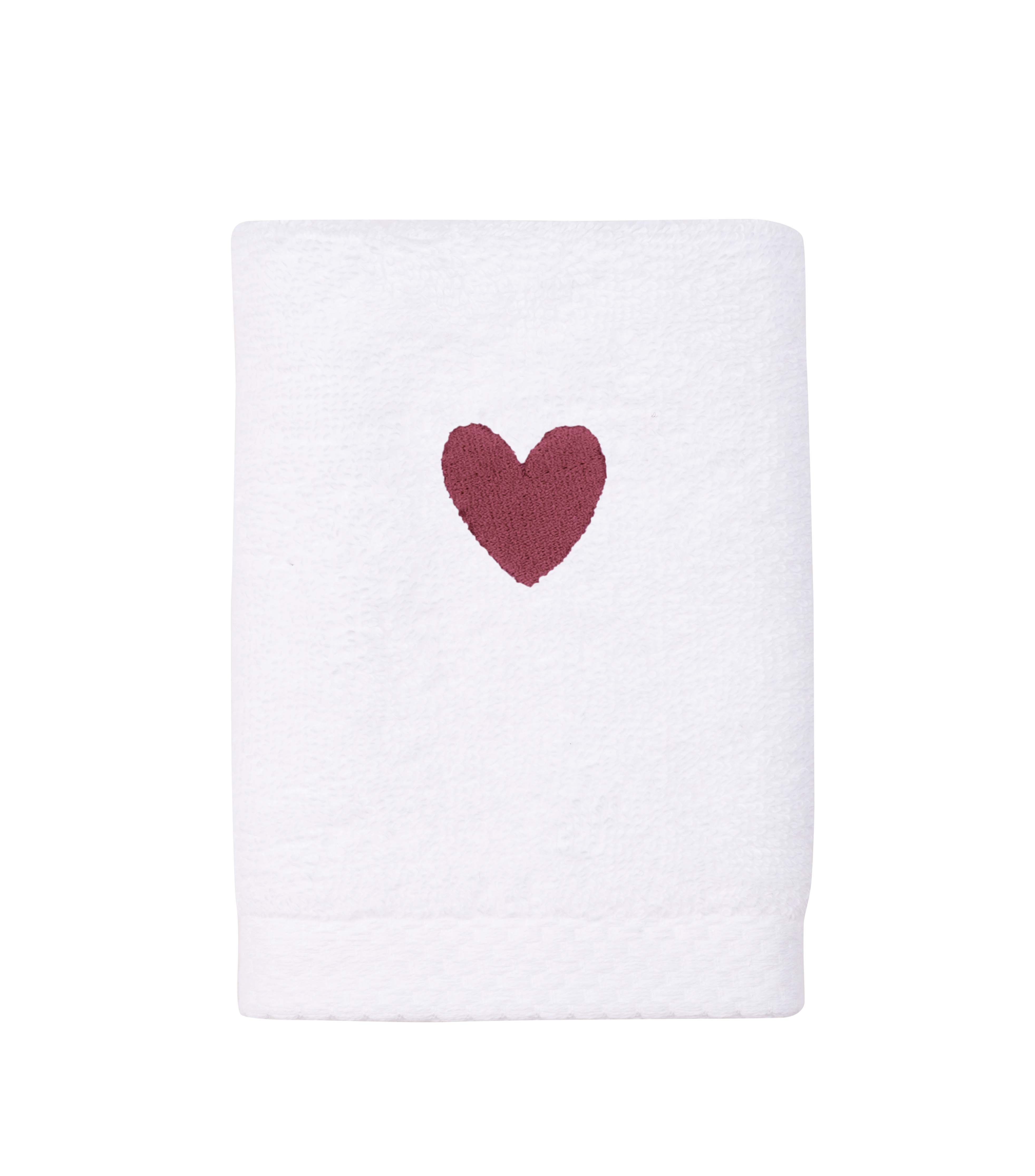 Luxus face towel with embroidered heart