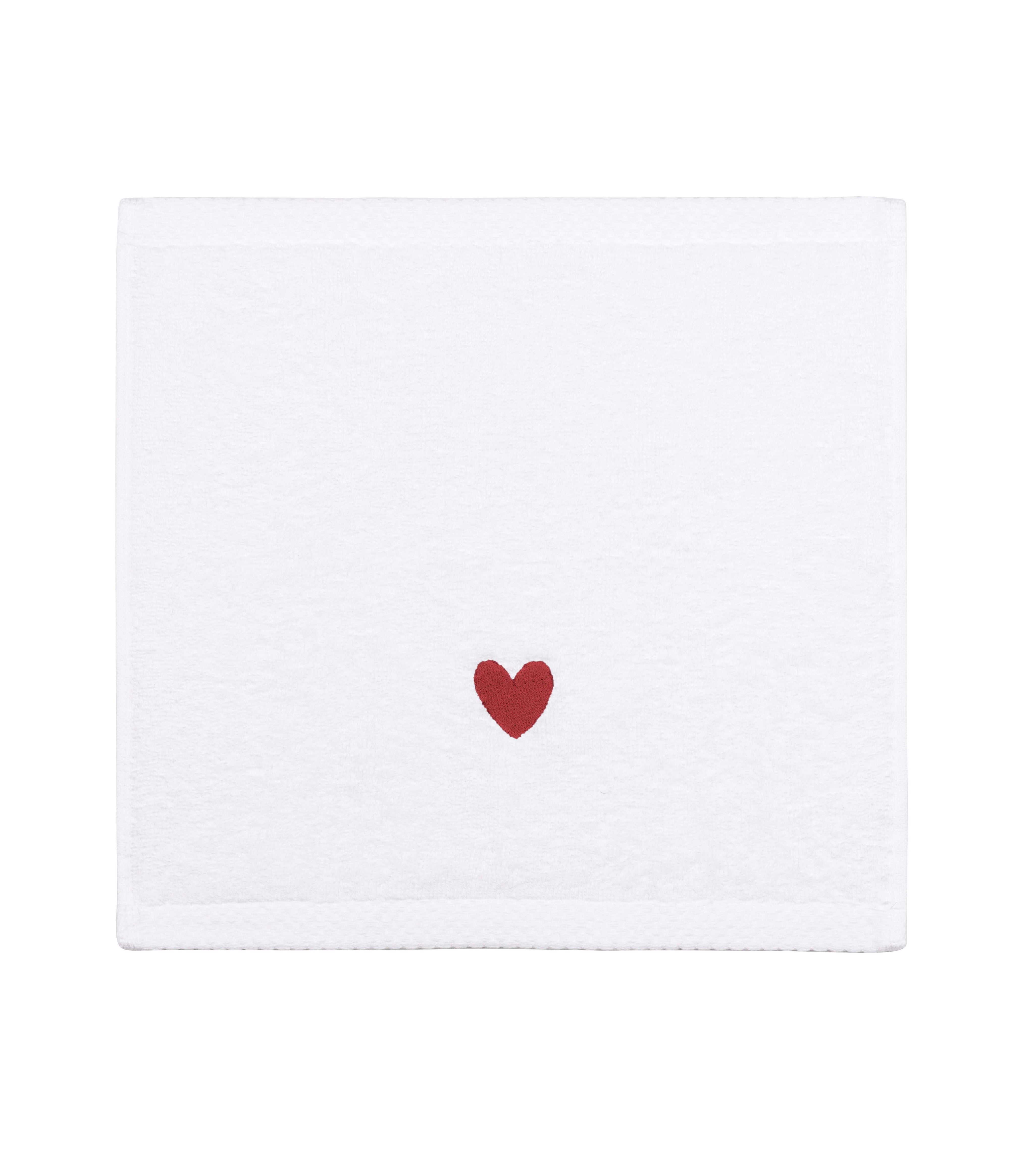 Luxus face towel with embroidered heart