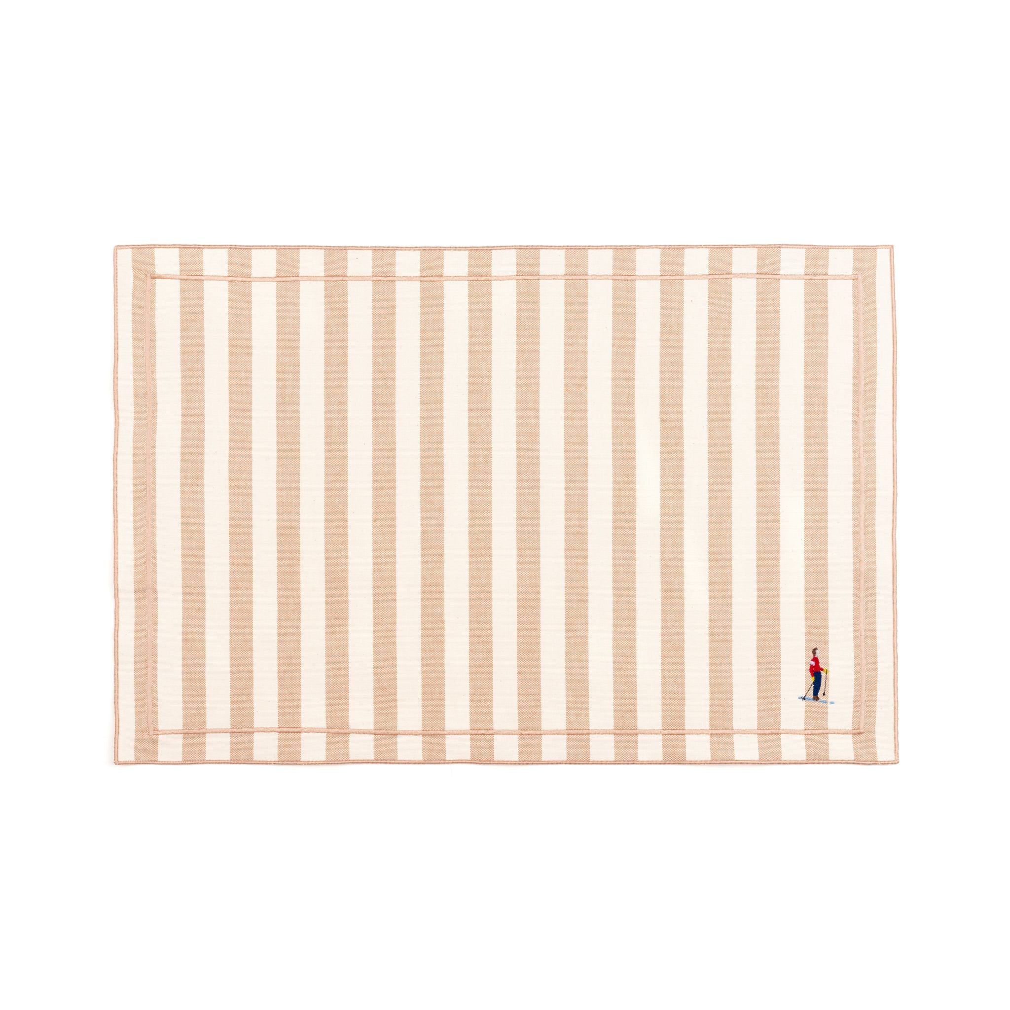 Barra cotton table linen with embroidered retro sports motifs
