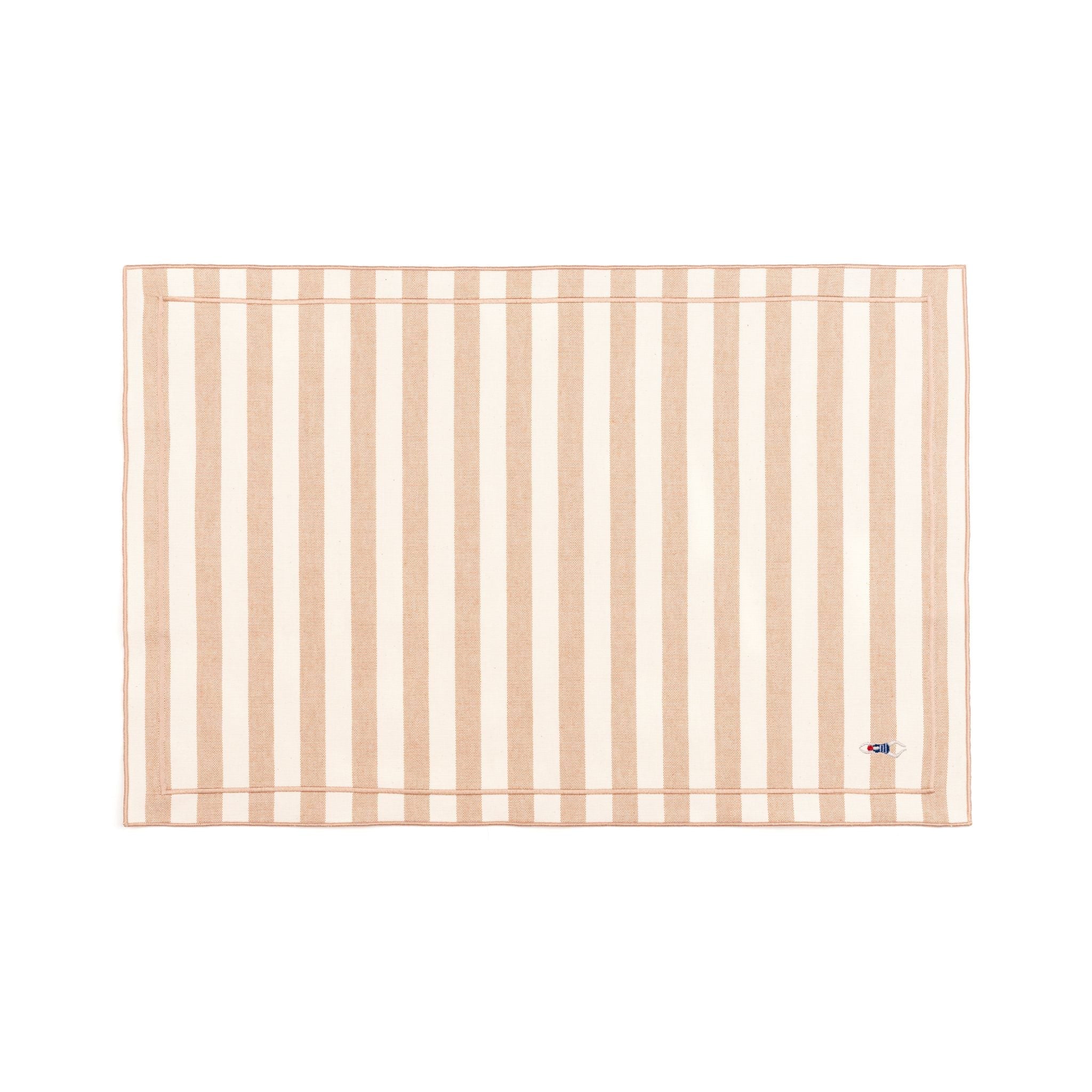 Barra cotton table linen with embroidered retro sports motifs