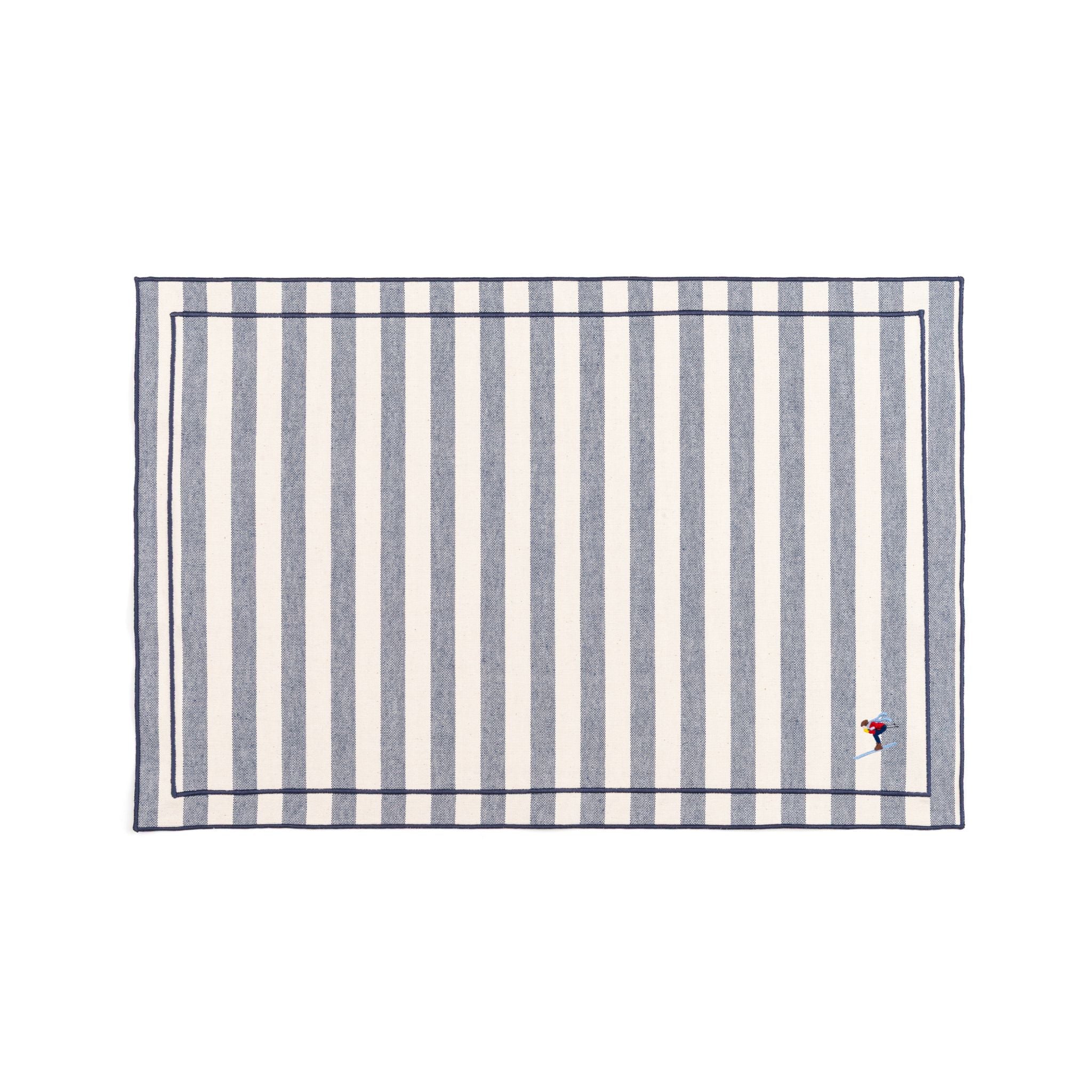 Barra cotton table linen with embroidered retro sports motifs