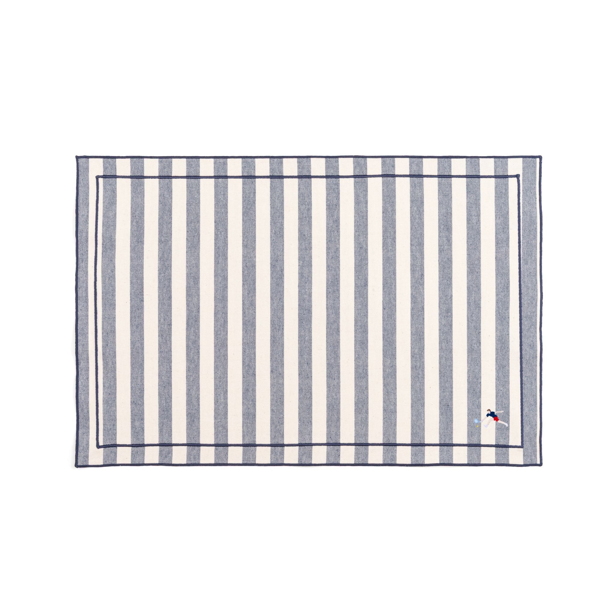 Barra cotton table linen with embroidered retro sports motifs