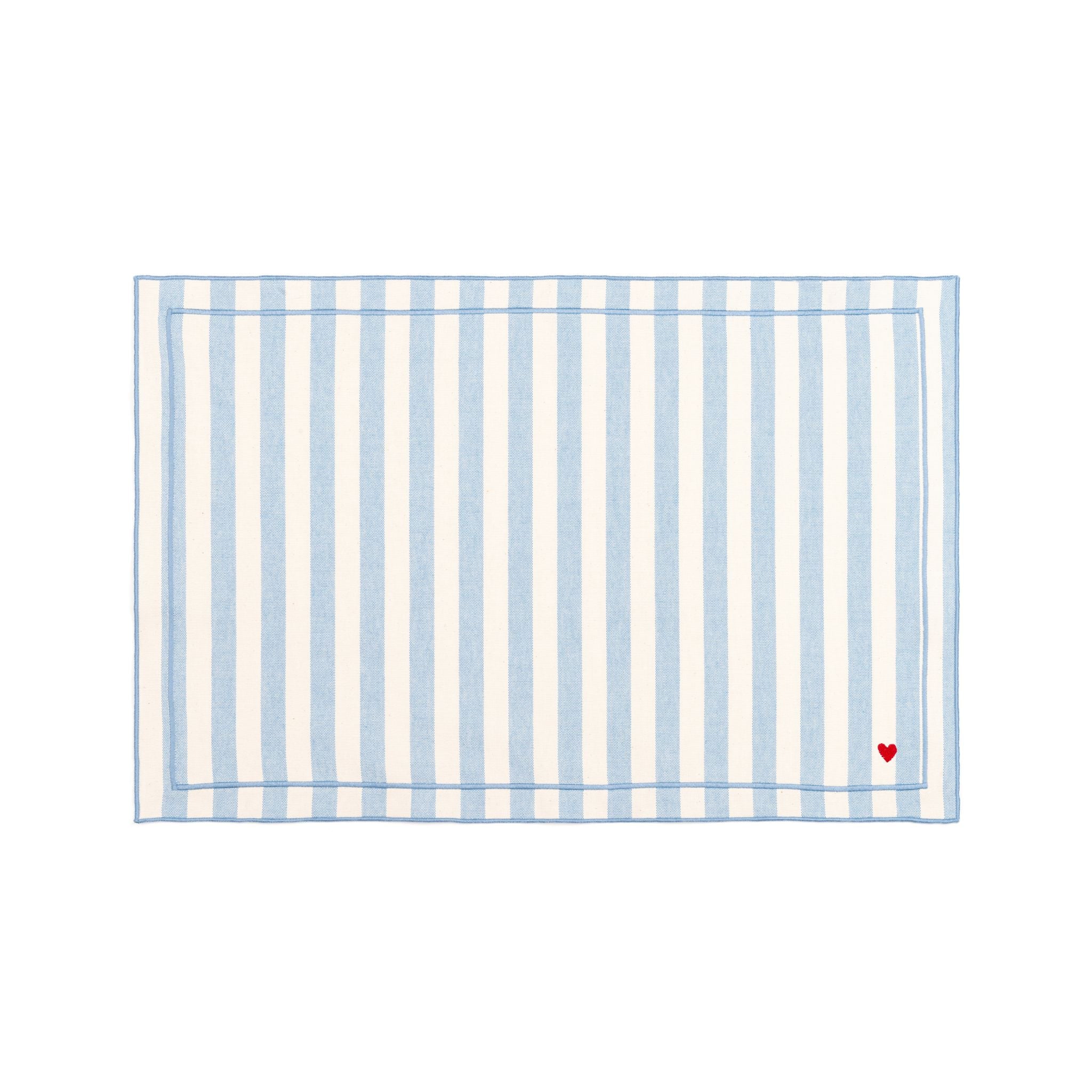 Barra cotton table linen with embroidered hearts