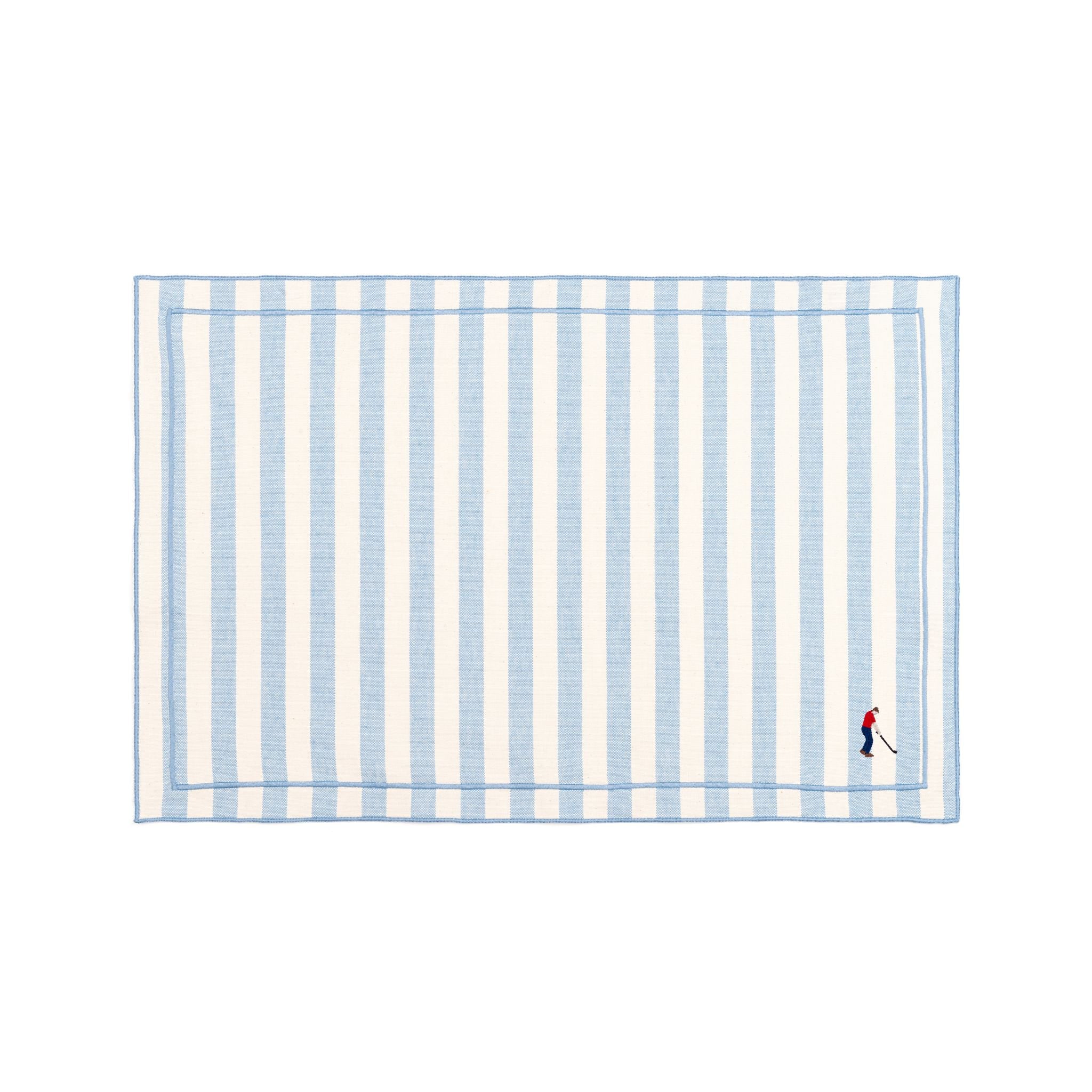 Barra cotton table linen with embroidered retro sports motifs