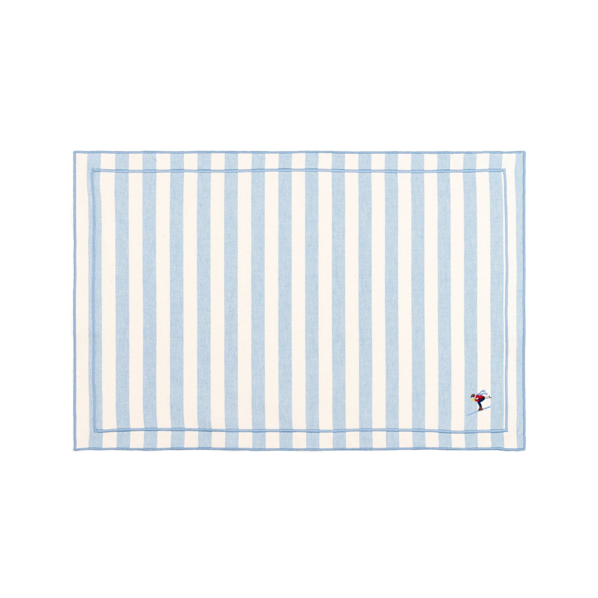 Barra cotton table linen with embroidered retro sports motifs