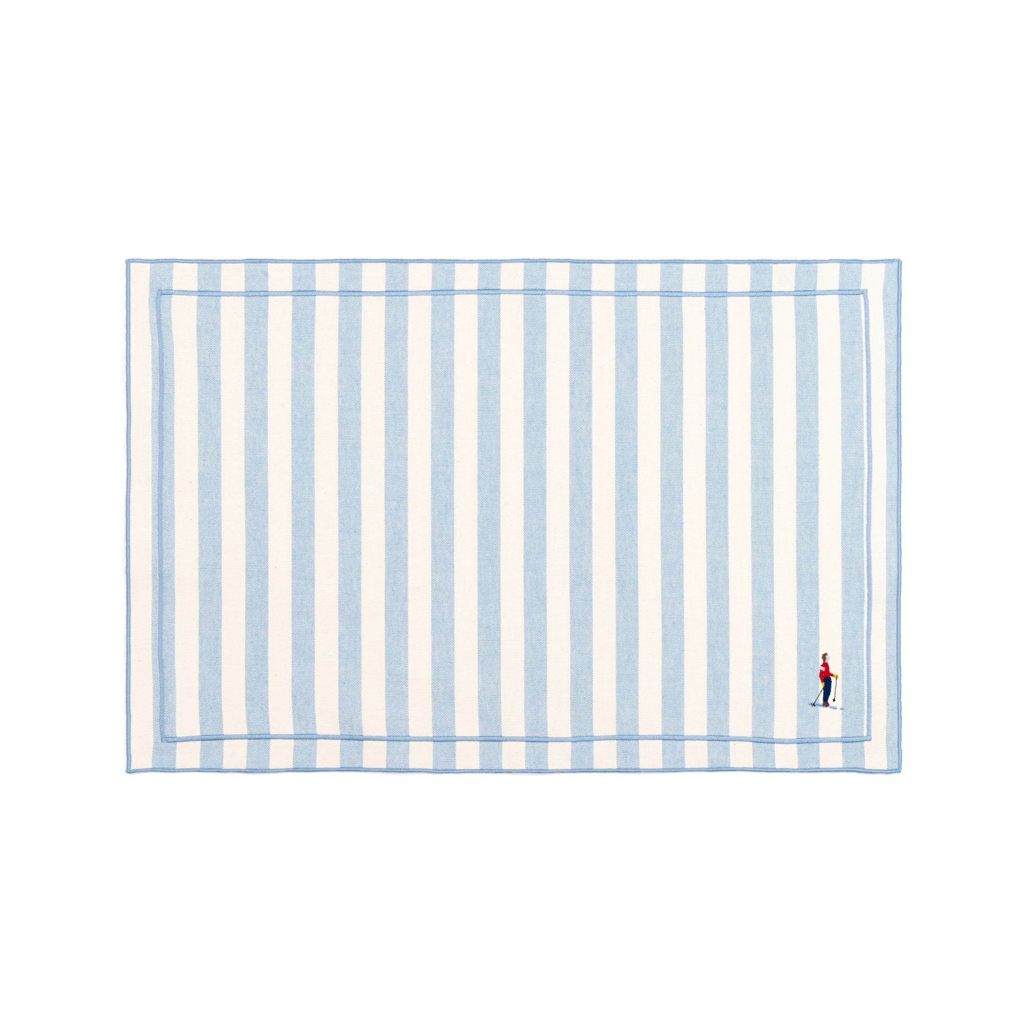 Barra cotton table linen with embroidered retro sports motifs