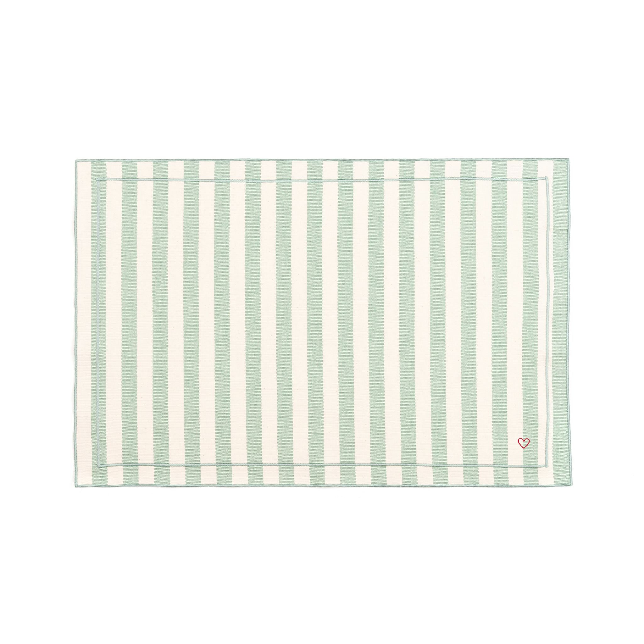 Barra cotton table linen with embroidered hearts
