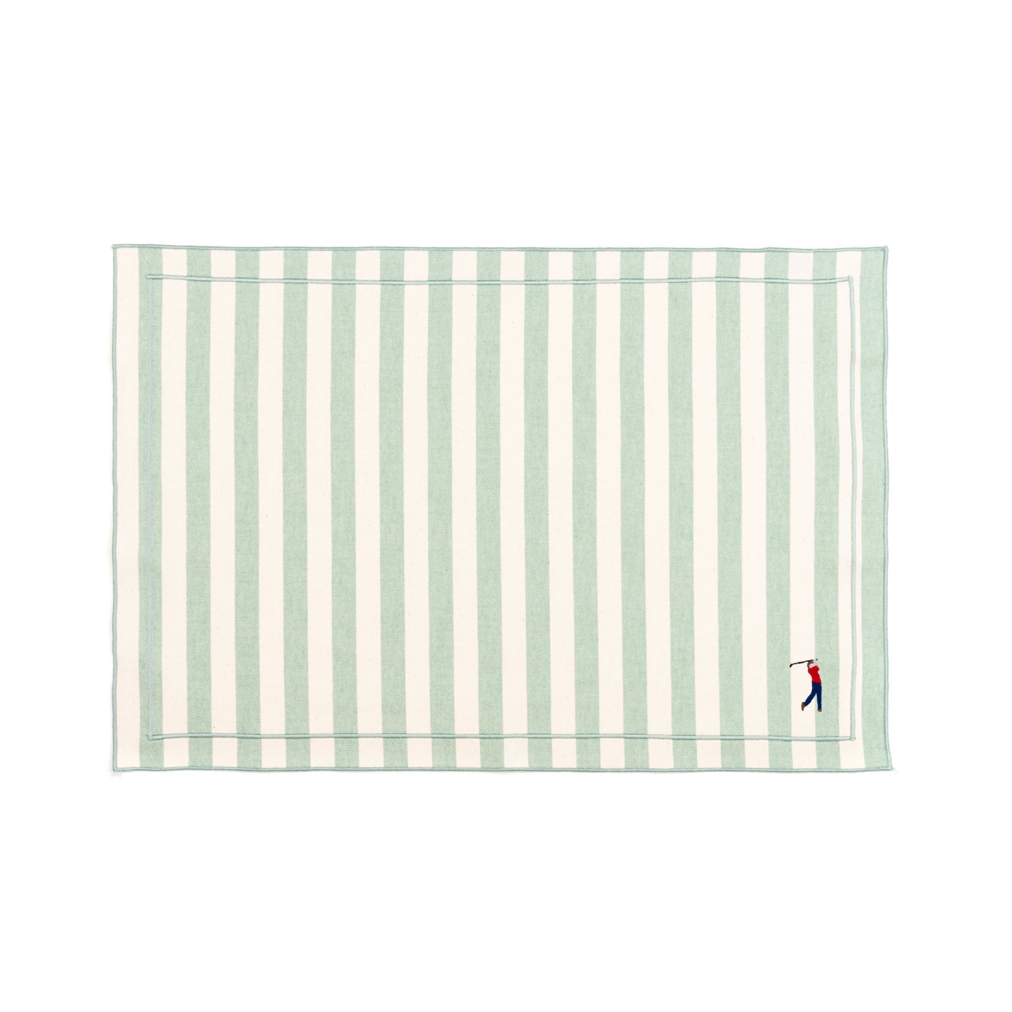 Barra cotton table linen with embroidered retro sports motifs