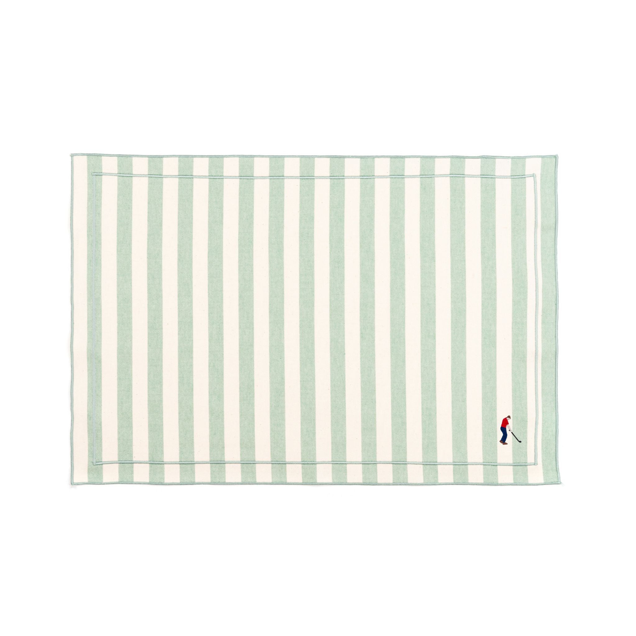 Barra cotton table linen with embroidered retro sports motifs