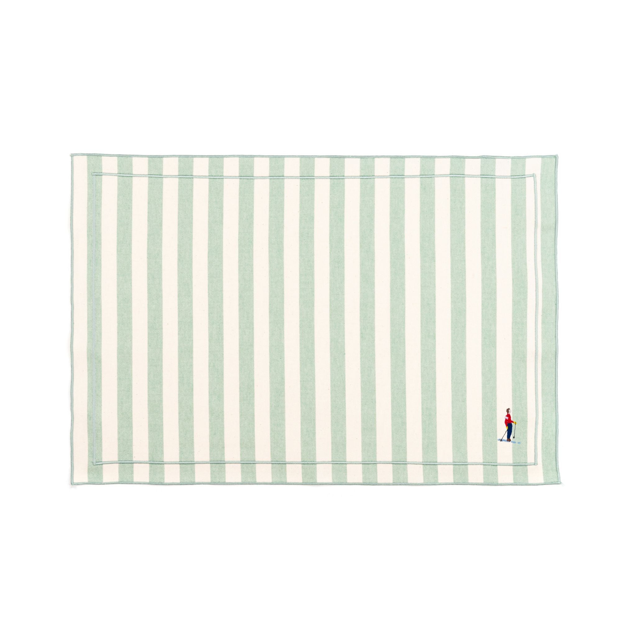 Barra cotton table linen with embroidered retro sports motifs