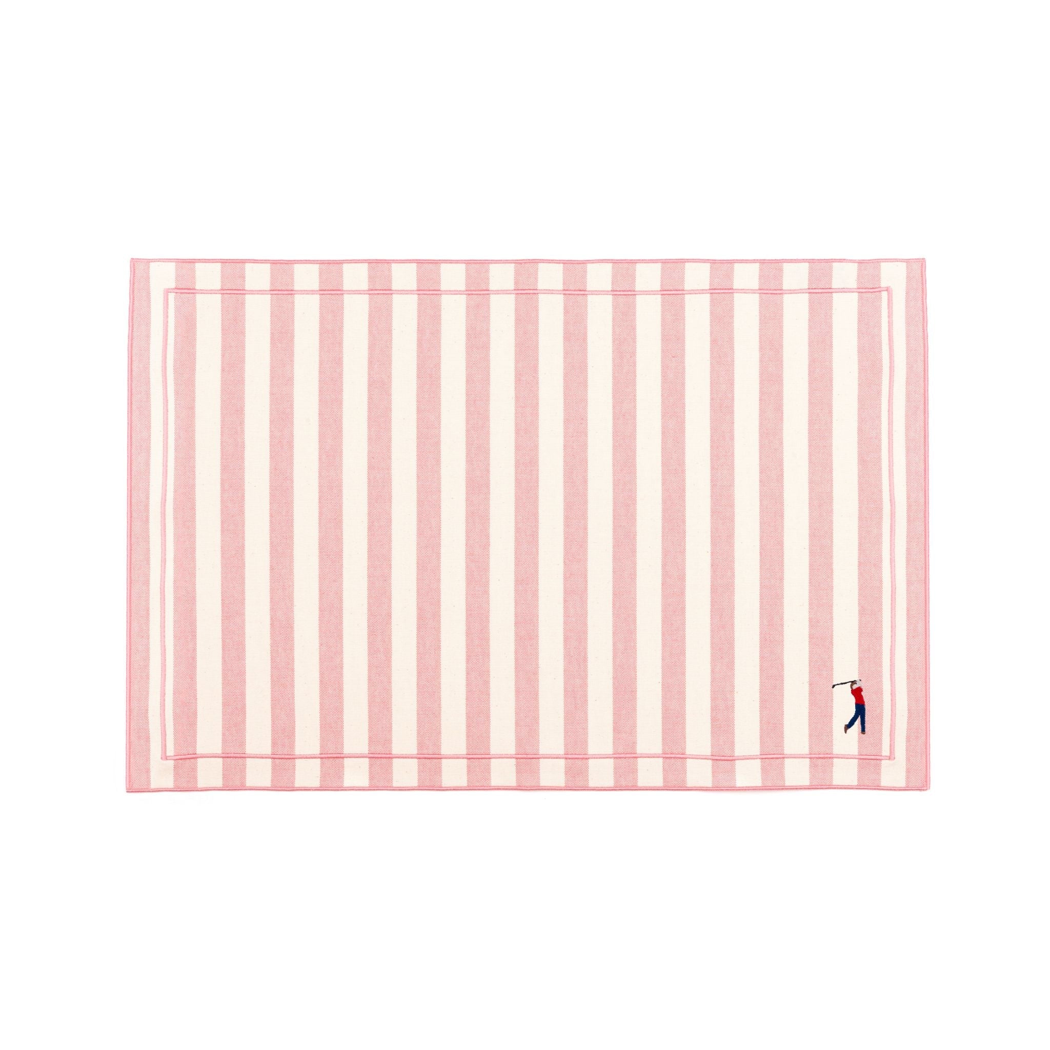 Barra cotton table linen with embroidered retro sports motifs