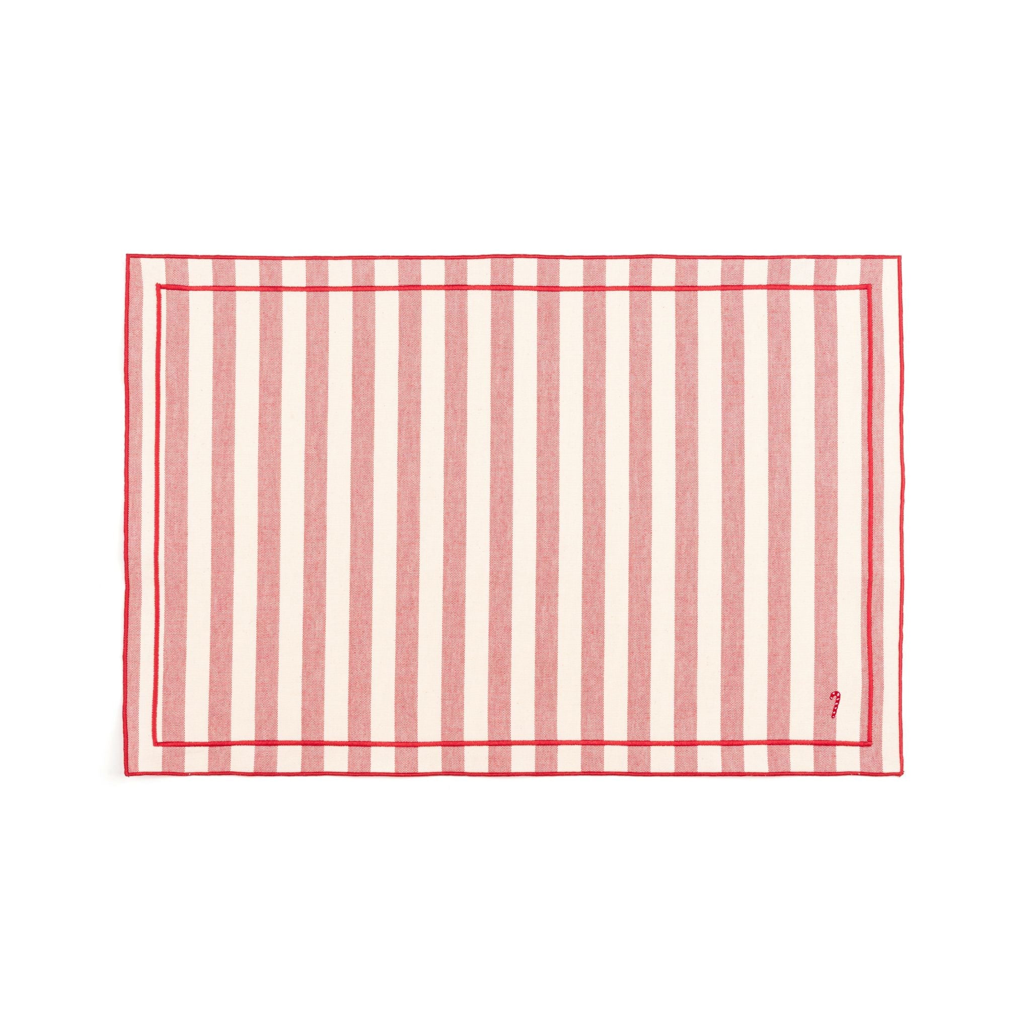 Barra cotton table linen with embroidered small Christmas motifs
