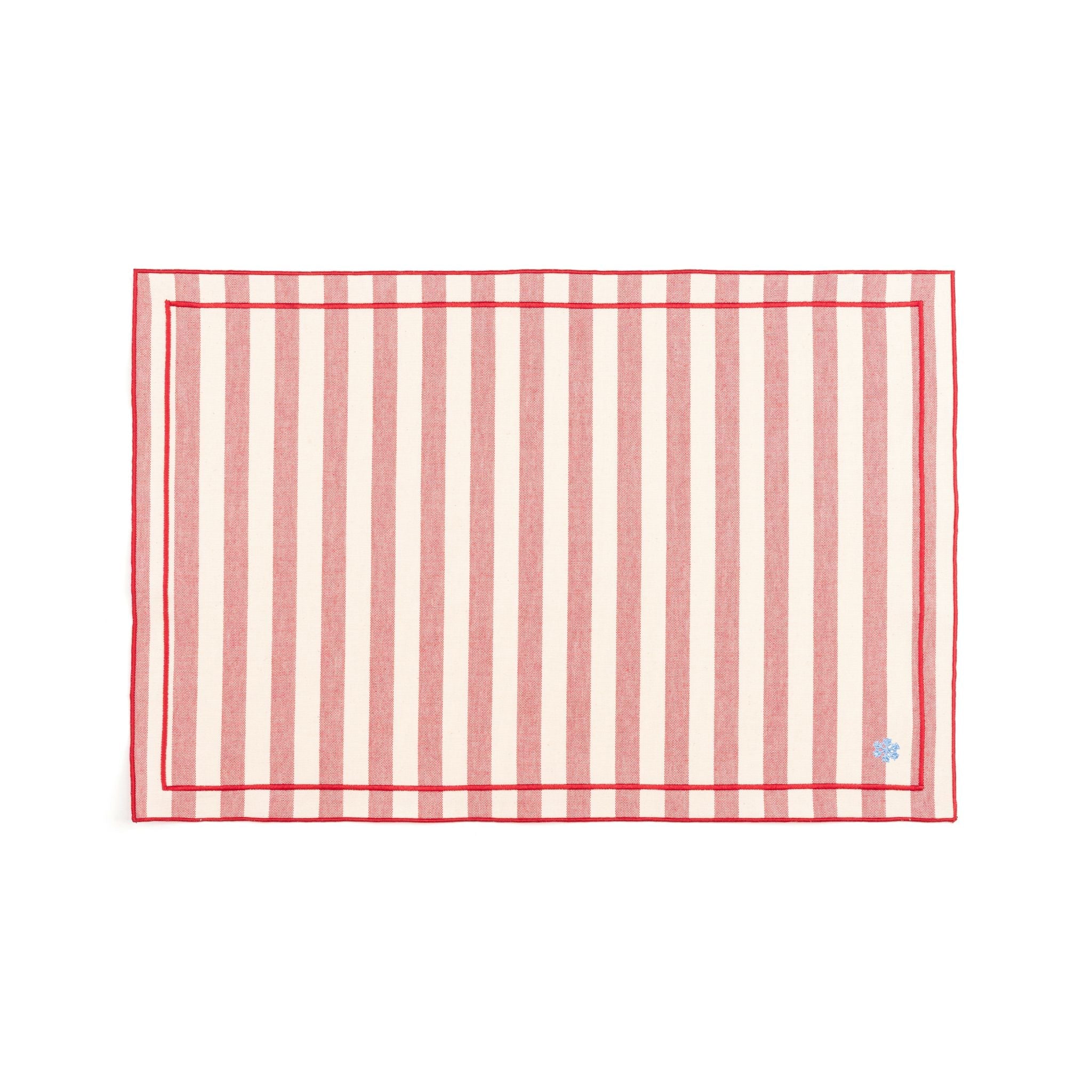 Barra cotton table linen with embroidered small Christmas motifs