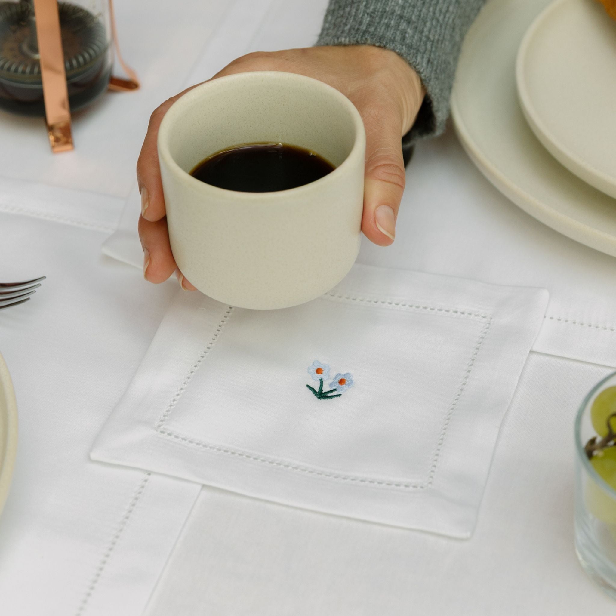 Mafra cotton napkins with flower embroidery - Torres Novas