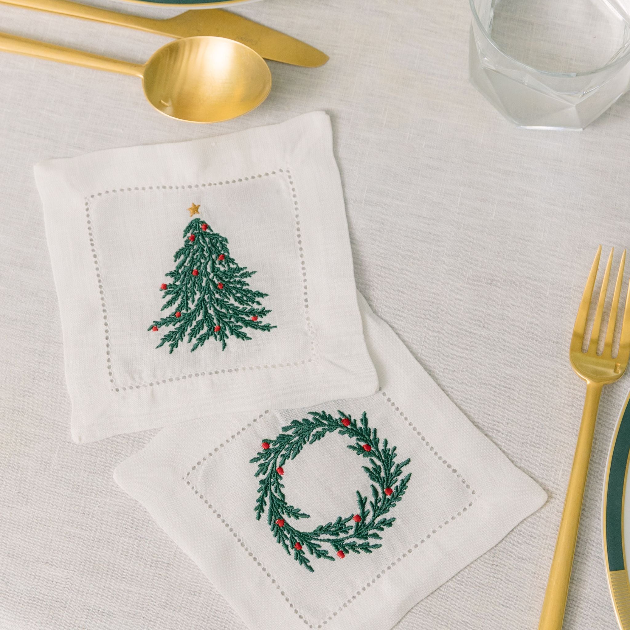 Mafra linen with christmas tree and wreath embroidery - Torres Novas