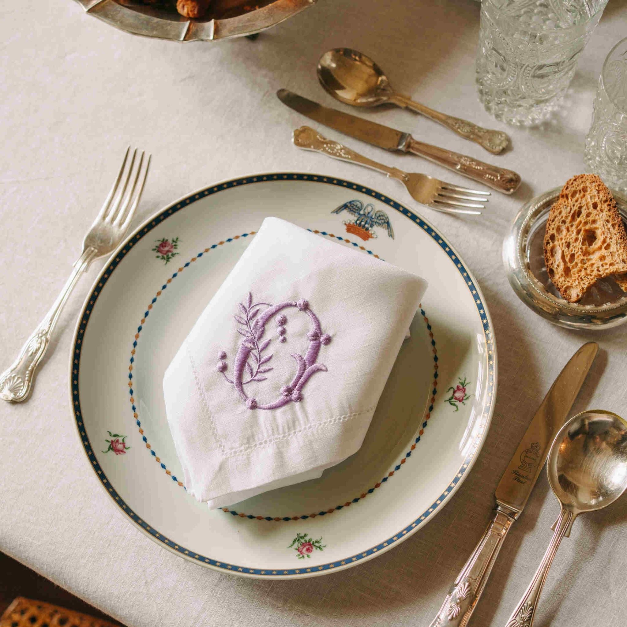 Mafra cotton letter embroidery napkins - Torres Novas